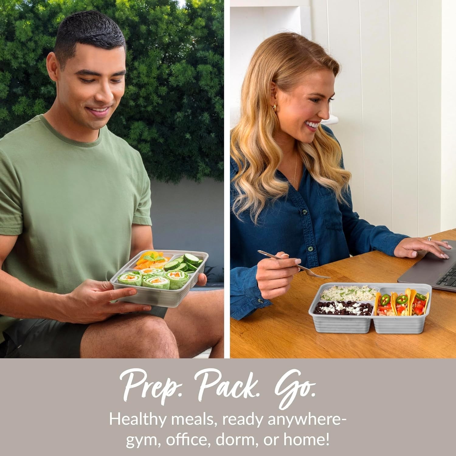 3-Compartment Meal Prep Container Set – 20 Pieces, Perfect for Healthy Portions