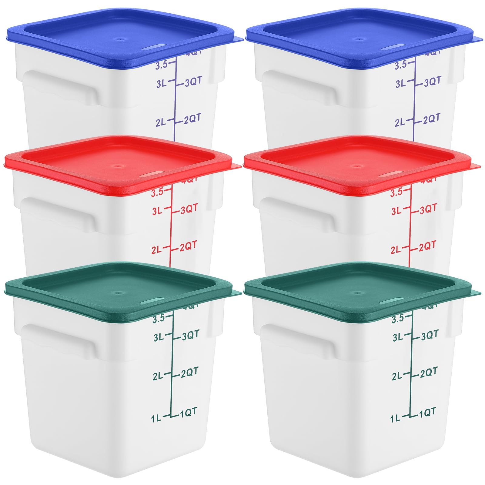 6 Pieces 4 Quart Commercial Food Storage Containers with Lid Translucent Cont…