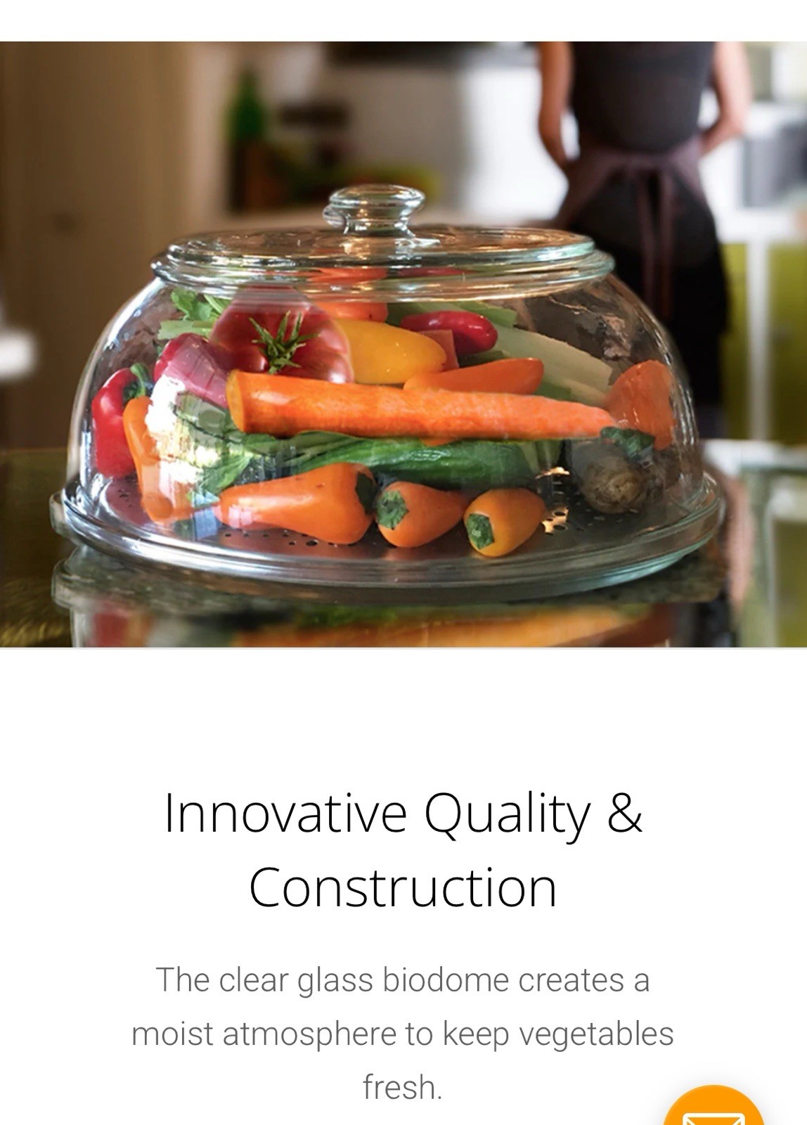 VeggiDome Fruit&Veggie Biodome Glass Counter Produce Saver Storage -missing Lid