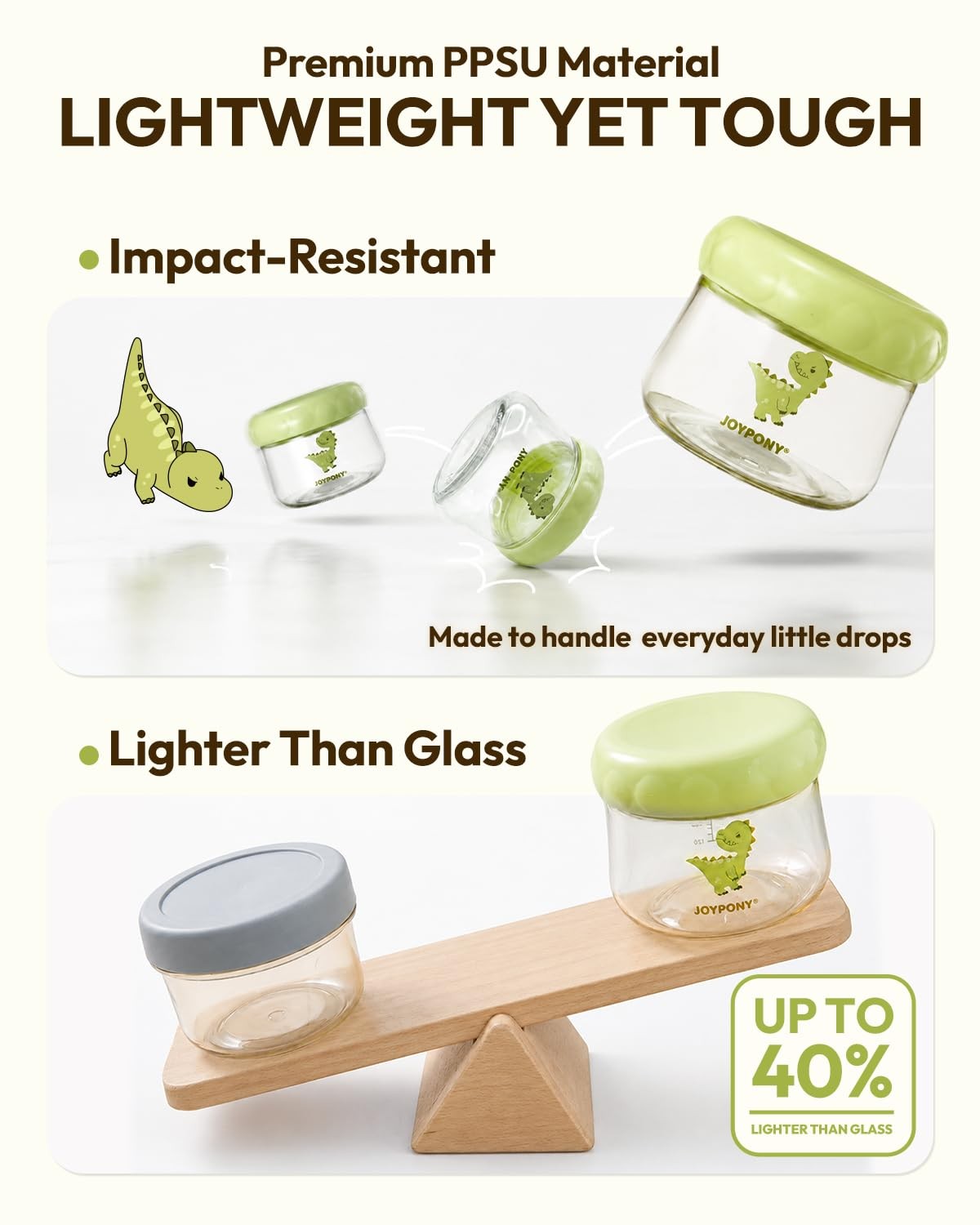 PPSU Baby Food Containers, 6oz Leakproof Baby Food Jars with Lids, Freezer Sa…