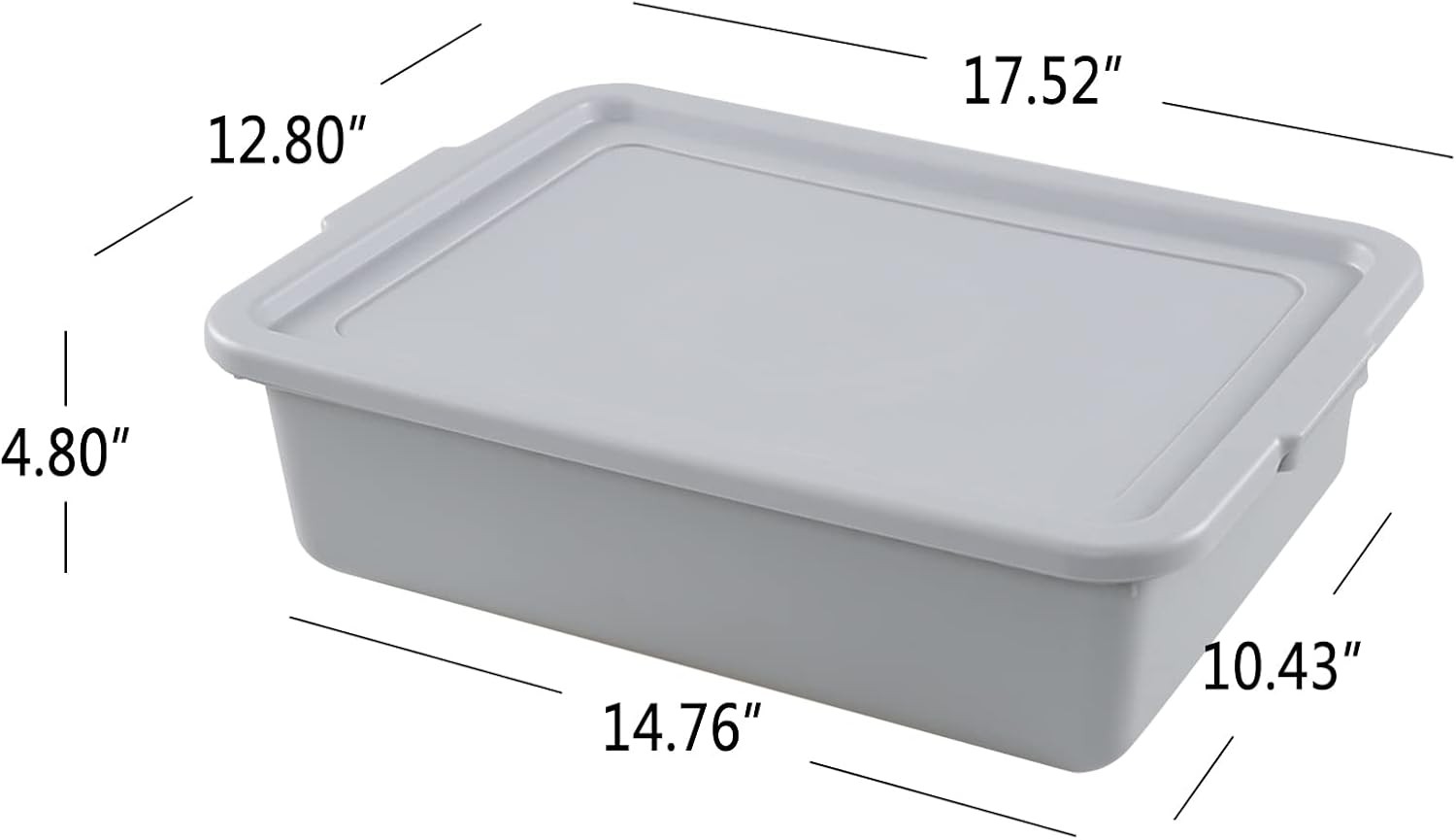 3 Pack Bus Tubs Commercial, 13 L Meat Tubs with Lids, Silver Grey