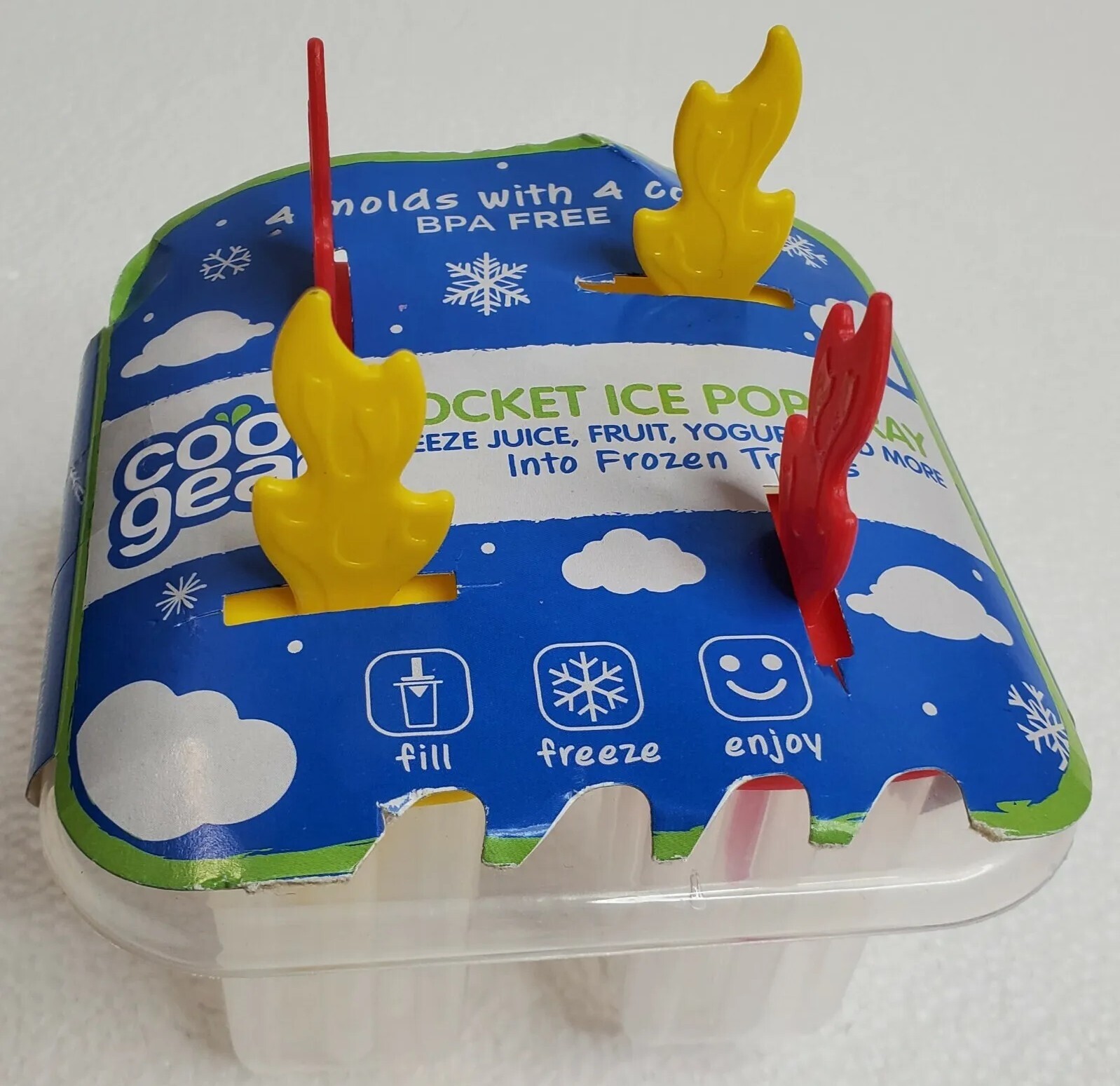 Frozen Treats Maker 4 Count Ice Pop Popsicle Trays Cool Aid Popsicle Rocket
