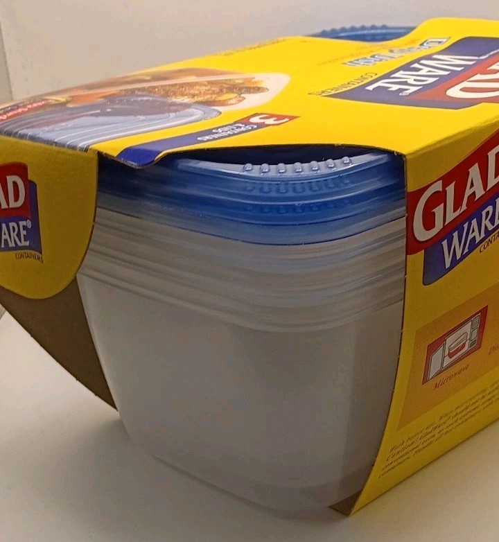 Vtg.1999 NOS GladWare Deep Dish Plastic Food Storage Containers 8 cup 3pc. Set