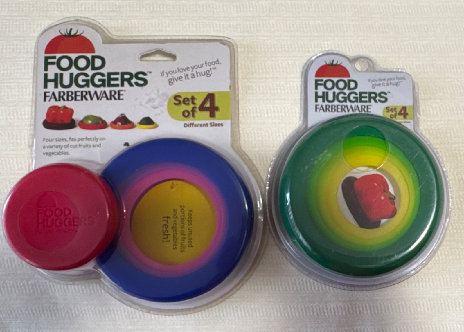 Farberware Food Huggers Silicone Produce Saver 2 Sets of 4 Multicolor Round NEW