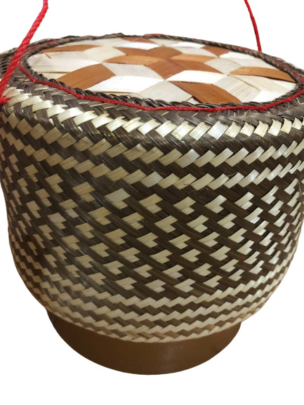 Bamboo Basket Vintage Thai Handicraft Kratip Serving Jar Shape Sticky Rice 5′