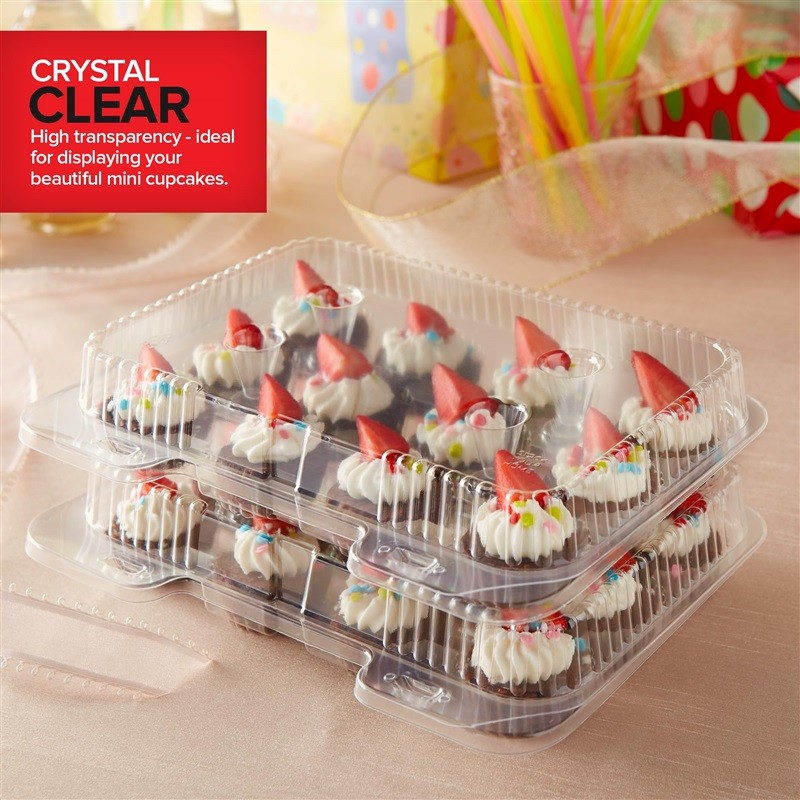 Stock Your Home Mini Plastic Cupcake Containers 20 Pack 12 Ct Tray Compartment