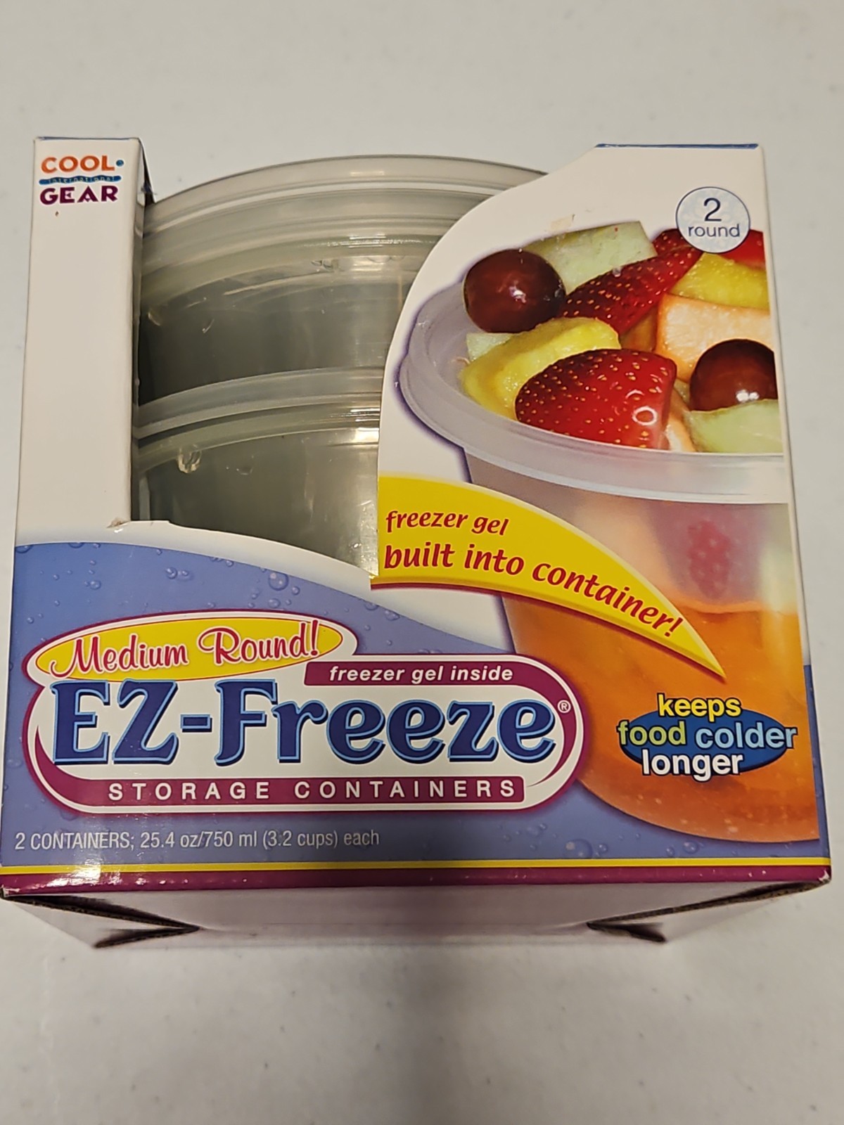 Cool Gear EZ – Freeze Gel Round Storage Containers 2 Gel lids & 2 Containers NIB