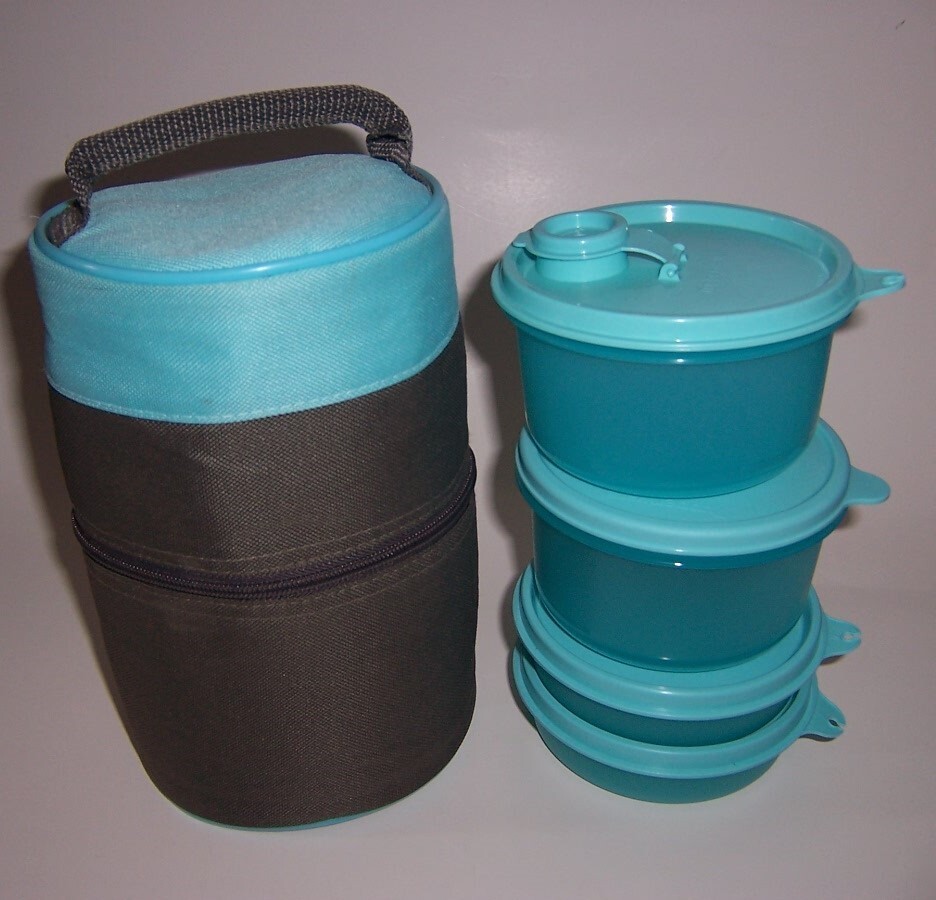 Tupperware Meal Solutions To Go Set Insulated Bag With 4 Microwave Safe Bowls