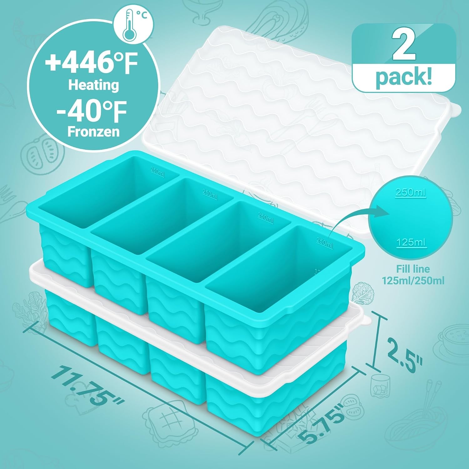 Silicone Freezer Molds for Soup with Lid – 1-Cup Soup Container Style Ice Cube
