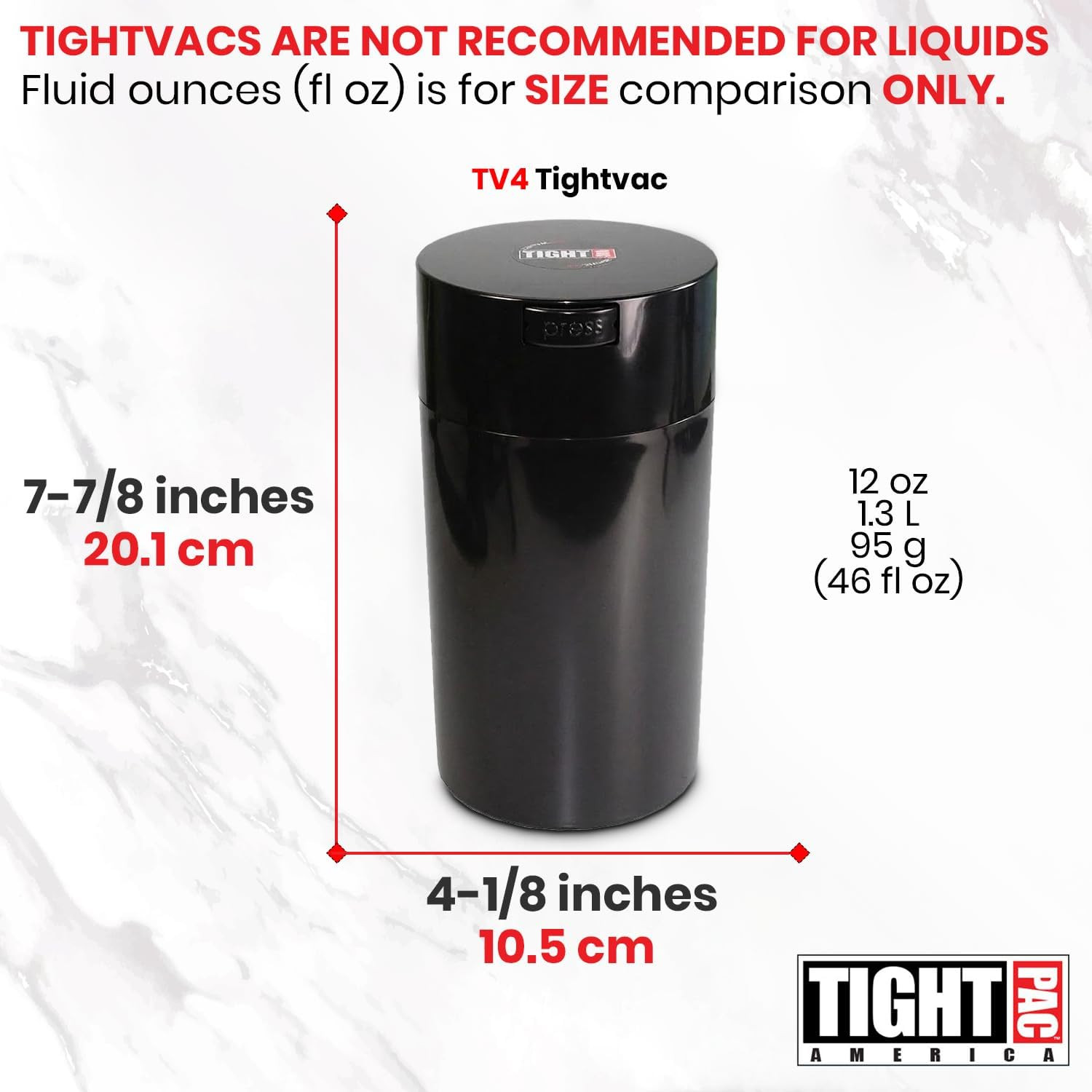 Tightvac 3 to 12 Ounces Airtight Smell Proof Container – Patented Vacuum Seal