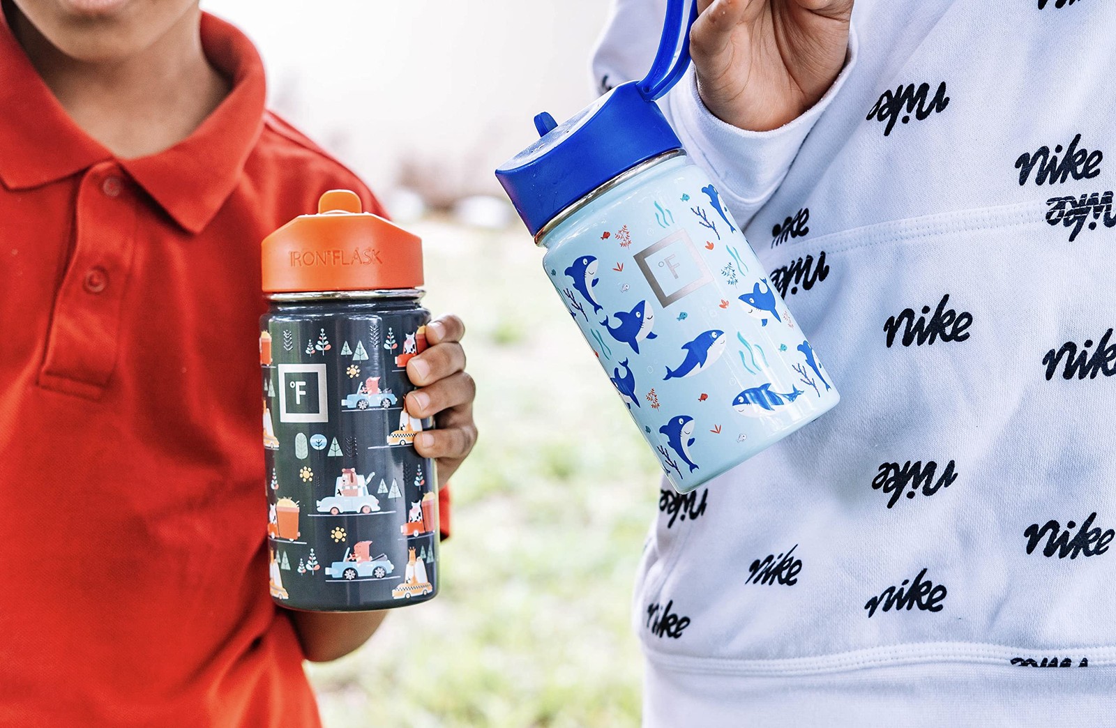 IRON °FLASK Kids Water Bottle – Straw Lid, 20 Name Stickers, Vacuum Insulated