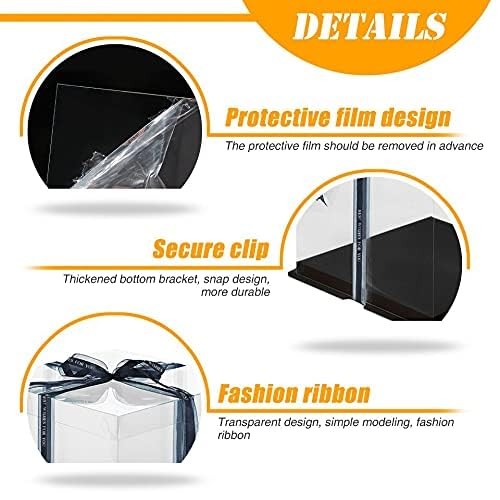 4 Pcs Black 10 Inch Clear Tall Cake Gift Box Transparent Display Ribbon