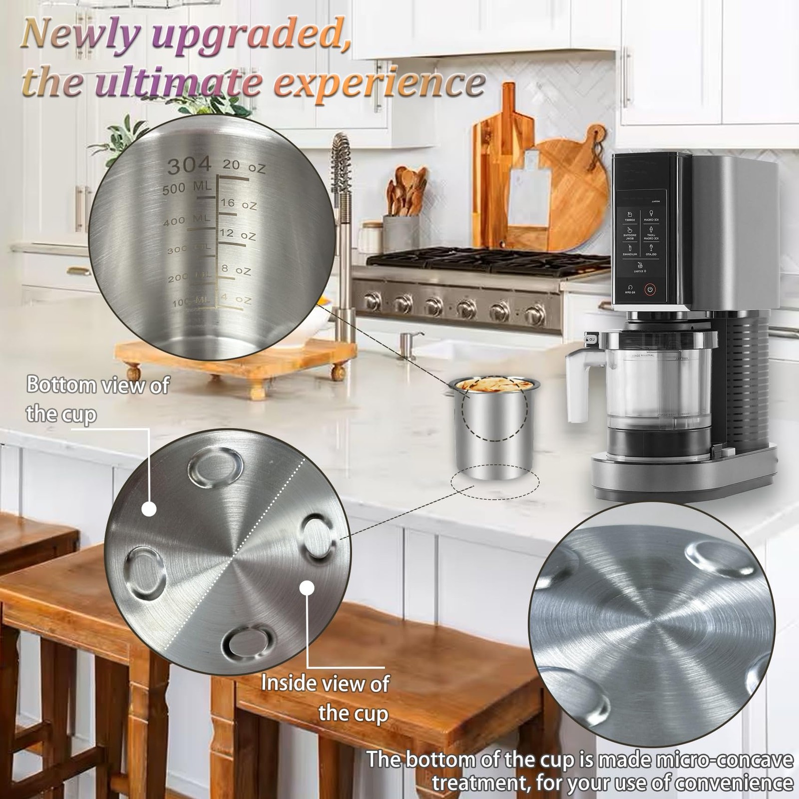 Stainless Steels Fit for Ninja Creami Containers- 4 Pack, 16oz Cups, with Nin…
