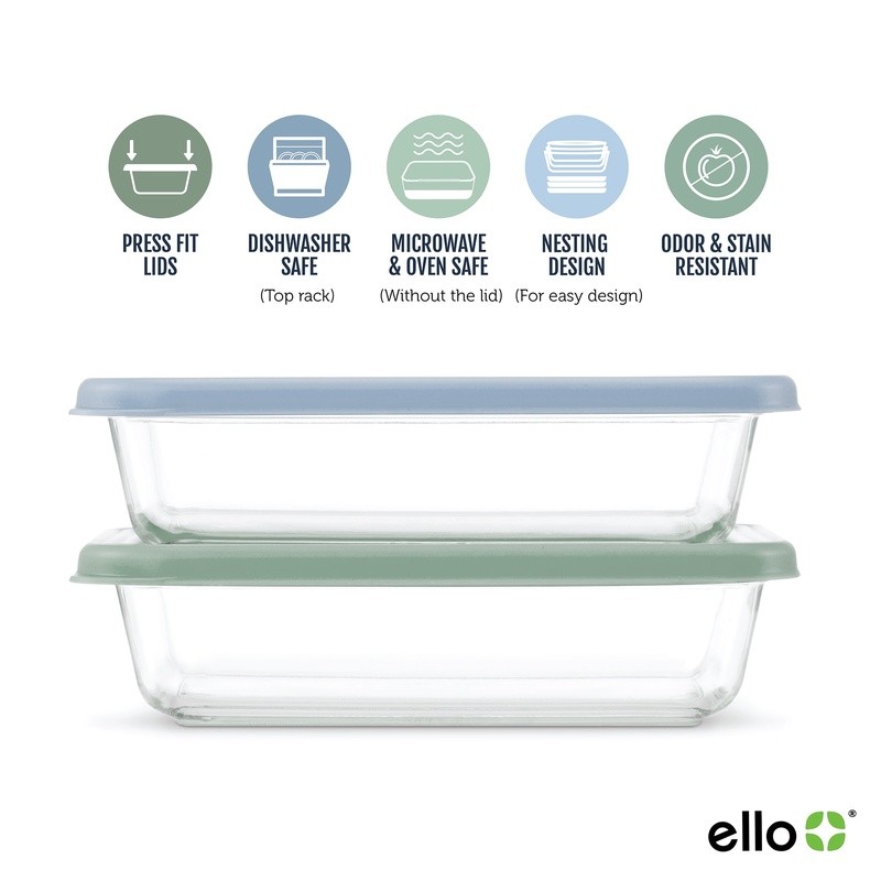 4pc Meal Prep Set Glass Containers 4.5 Cup Microwave Oven Safe Stackable New
