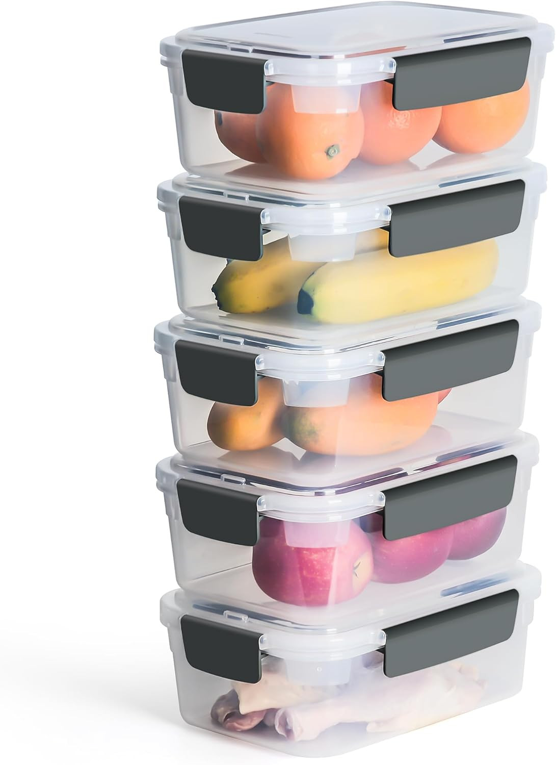 9-Cup Meal Prep Containers with Lids – 5-Pack Nestable & Dishwasher Safe