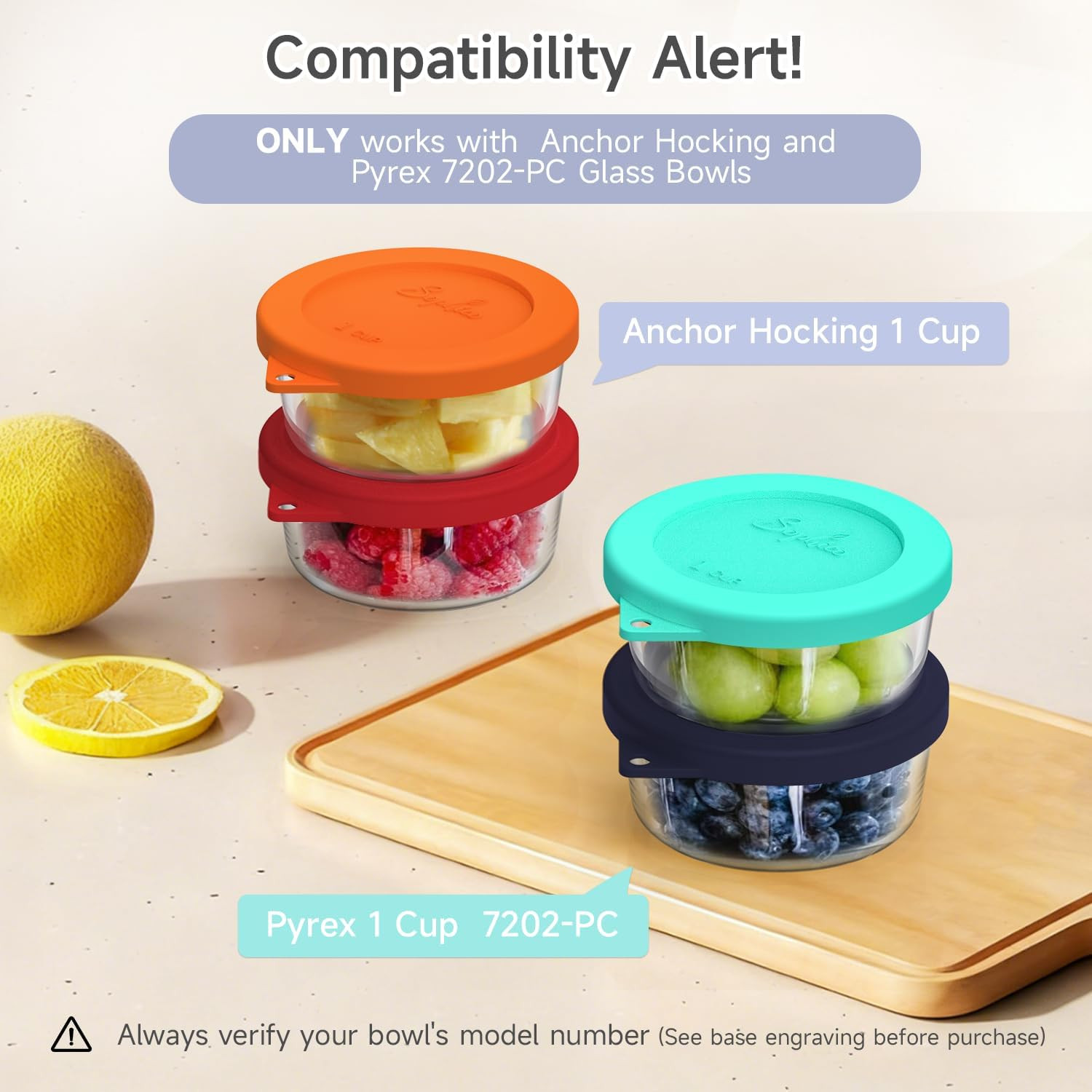 1 Cup Silicone Storage Lids Replacement for Glass Bowls Navy Blue 2-Pack