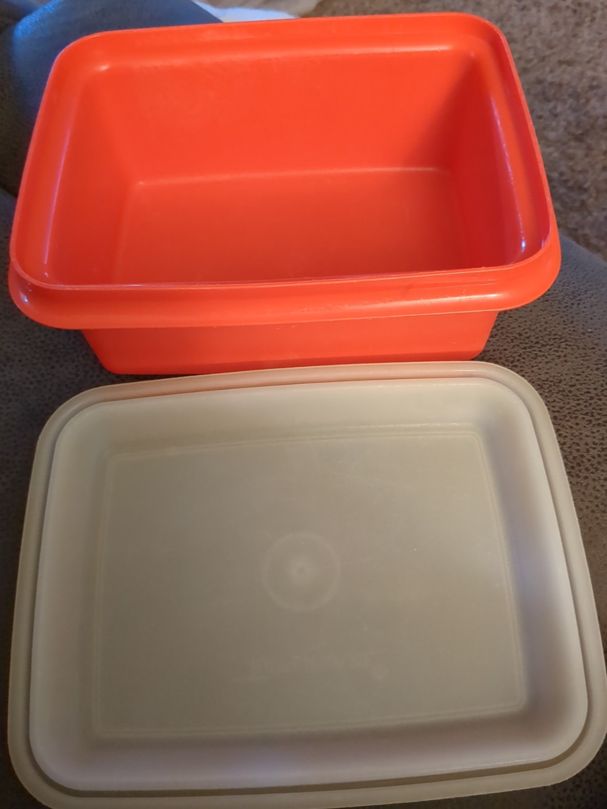 Tupperware Vintage 4.5 qt Red Rectangle Plastic Storage Container Snap Lid 2pc