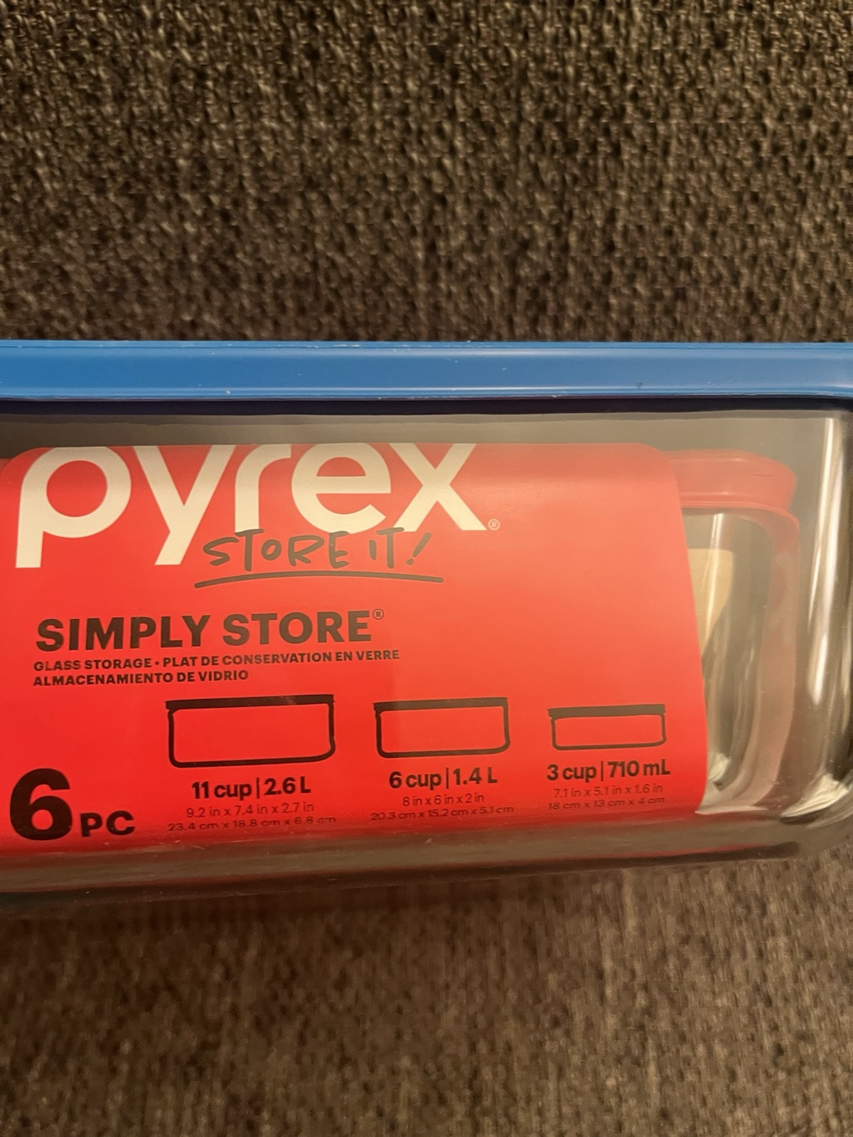 Pyrex Simply Store Glass Storage Container, Multi Color, 6 Piece