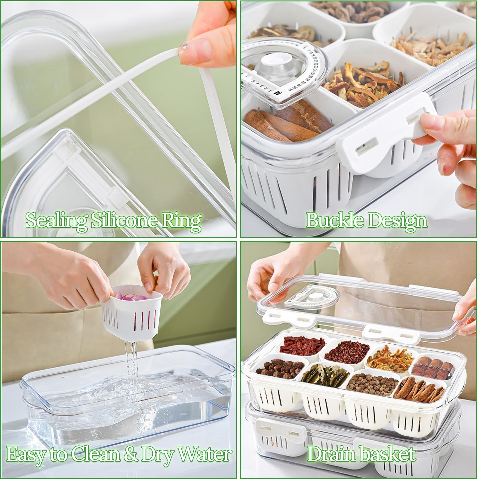 Divided Serving Tray with Lid, Portable Snack Charcuterie Veggie Tray with Li…