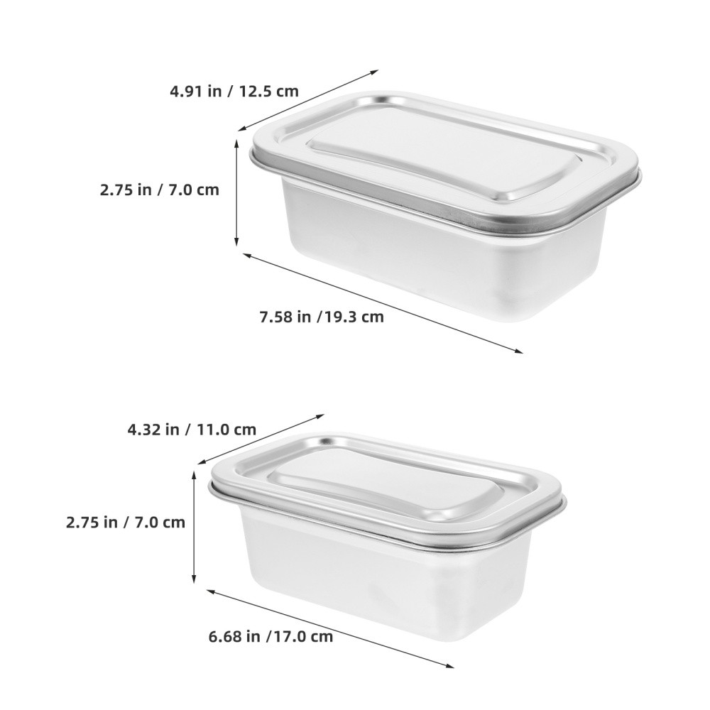 2 Pcs Stainless Steel Freezer Containers Fridge Storage Ice Cream