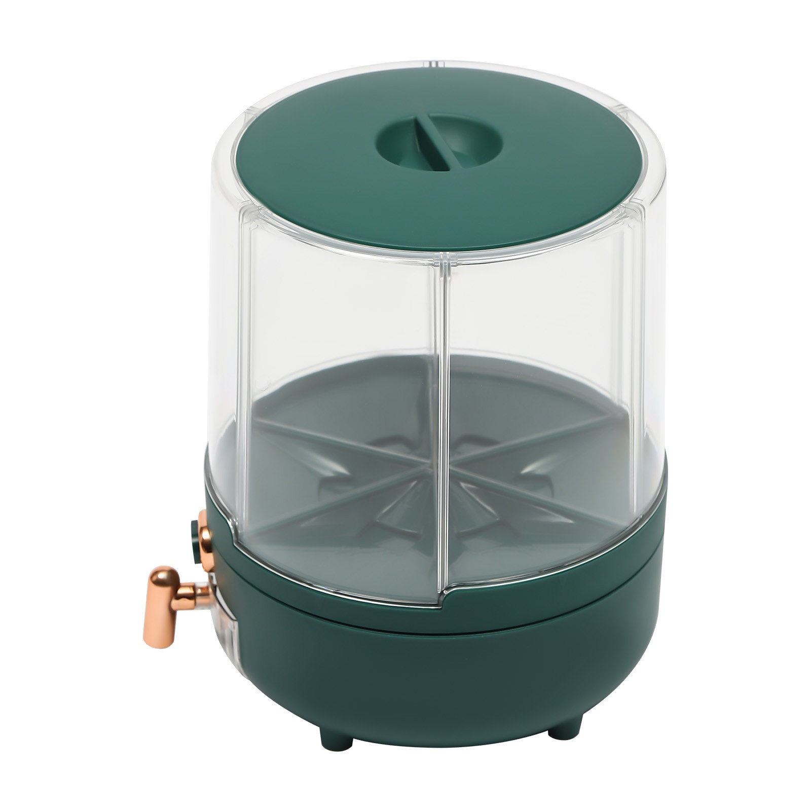 Rotating Dry Food Dispenser PET, PP Green Round Kitchen Grain Storage Container