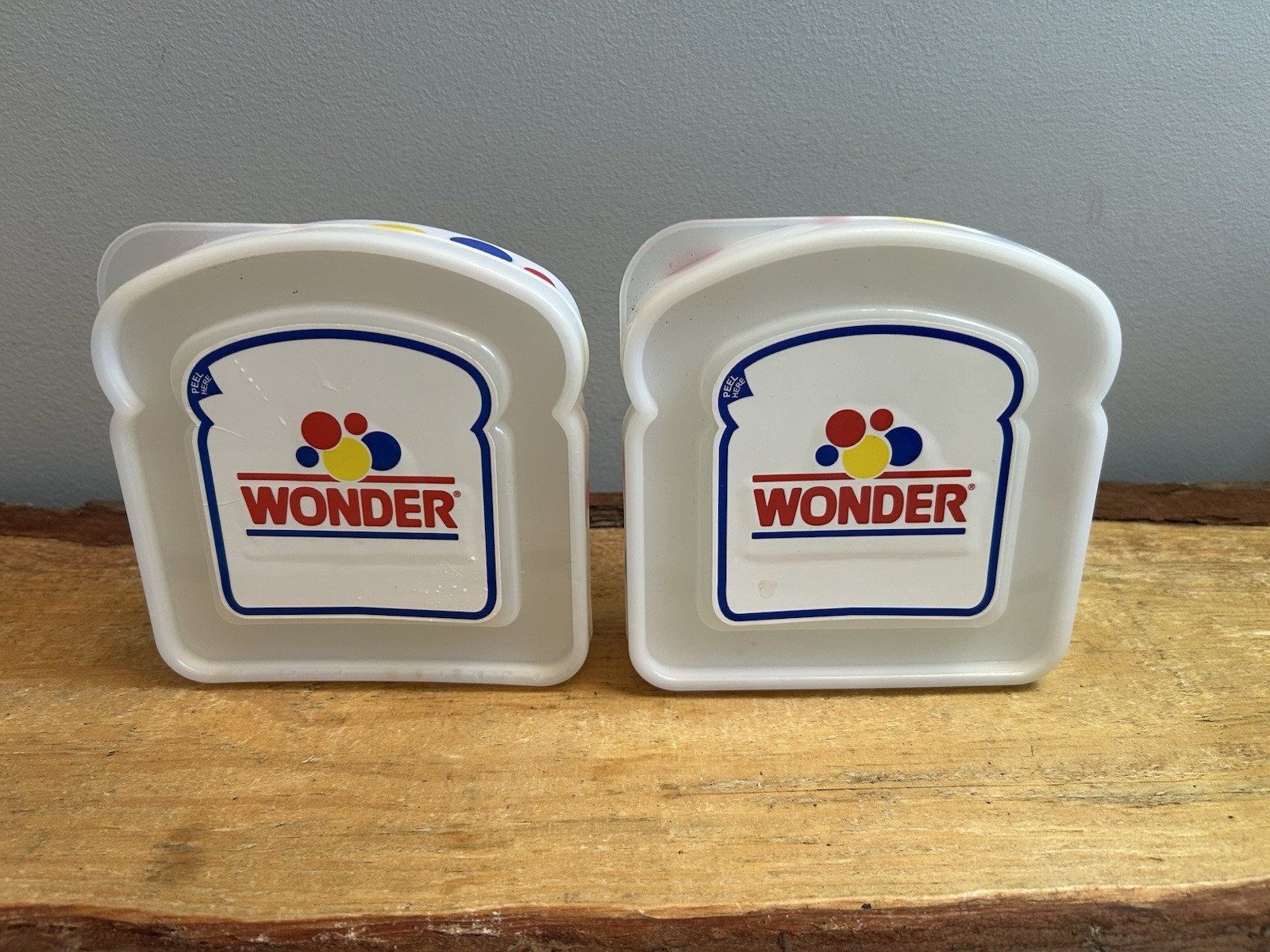 VTG, Wonder Bread,PLASTIC, Sandwich, Storage Containers. Set Of 2. Very Clean!