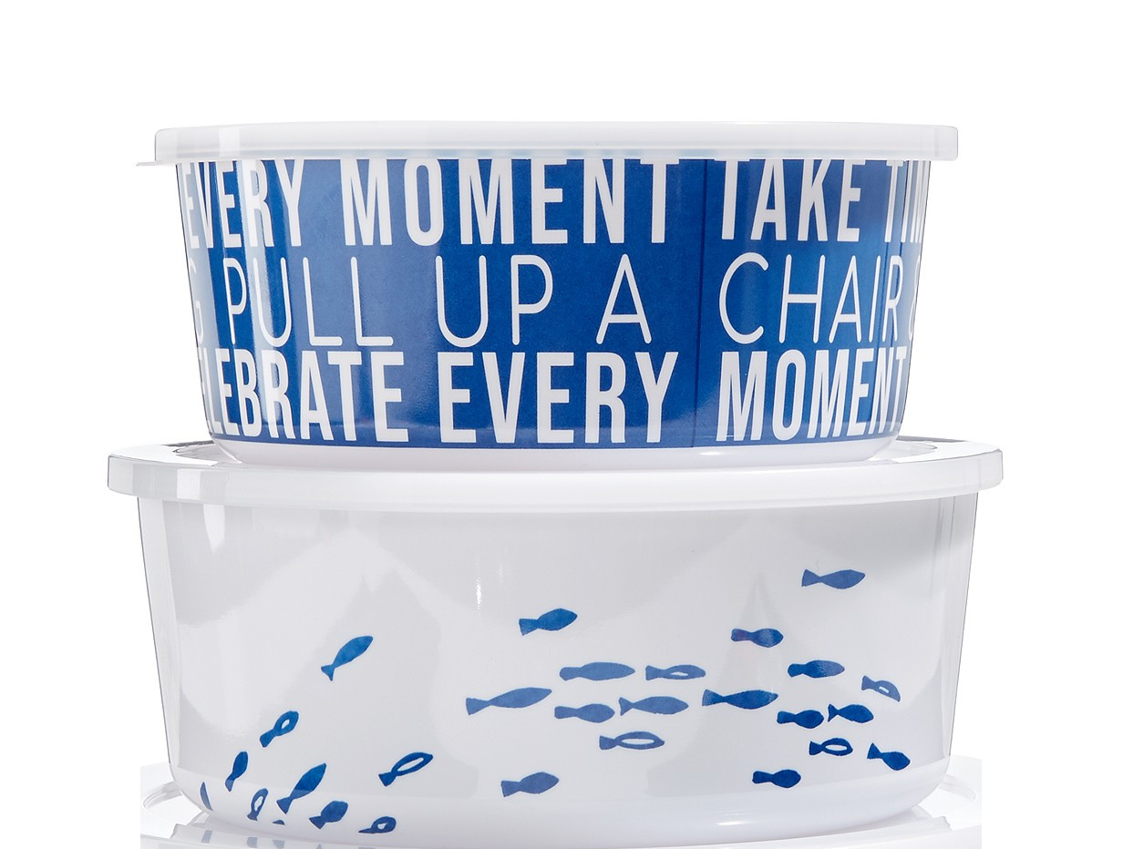 The Cellar Coastal Melamine Nesting Bowls with Lids, Set of 2 Containers Bowls
