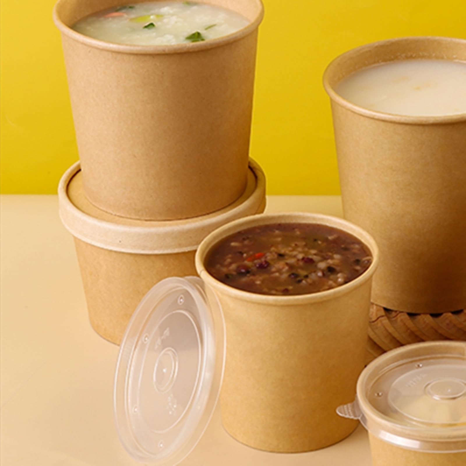 80 Pack Paper Food Containers with Lids, 16 Oz To Go Hot Soup Bowls, Disposab…