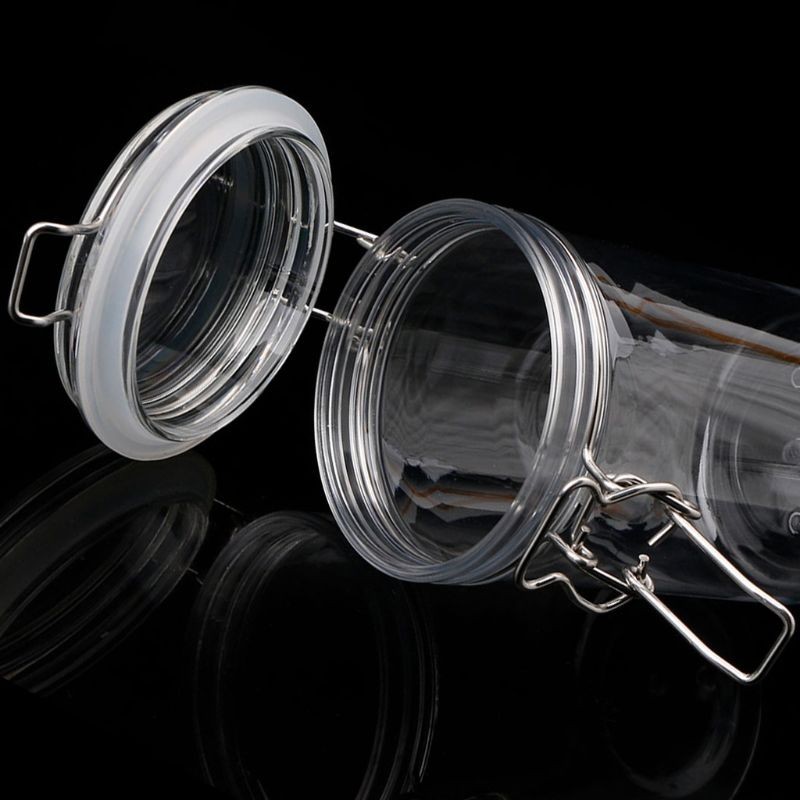 1500ML Plastic Round Clip Top Storage Jar With Airtight Seal Lid Container