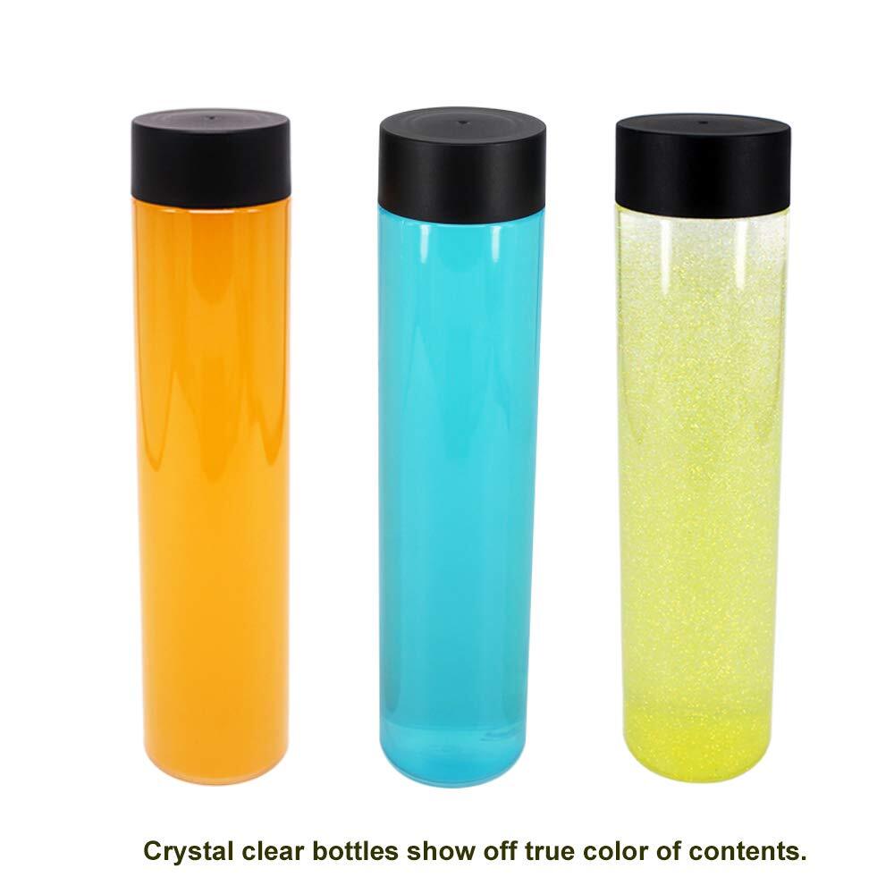 12 Pack 16 Oz 500 Ml Clear Pet Plastic Juice Bottles With Black Lids Plastic S