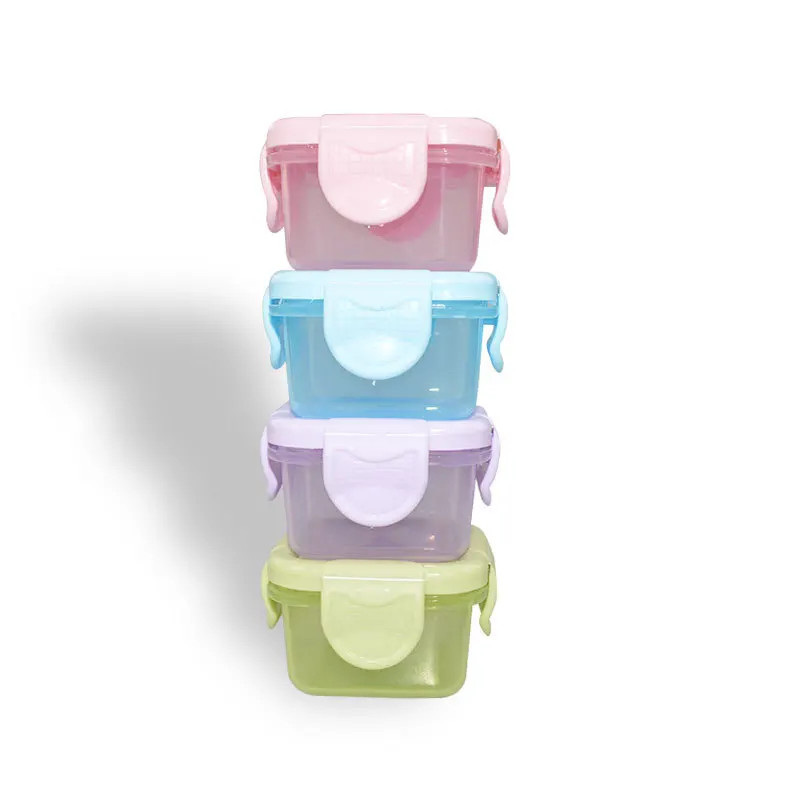 4Pcs Mini Food Storage Containers Leakproof Lids, Condiment Sauce Containers Min