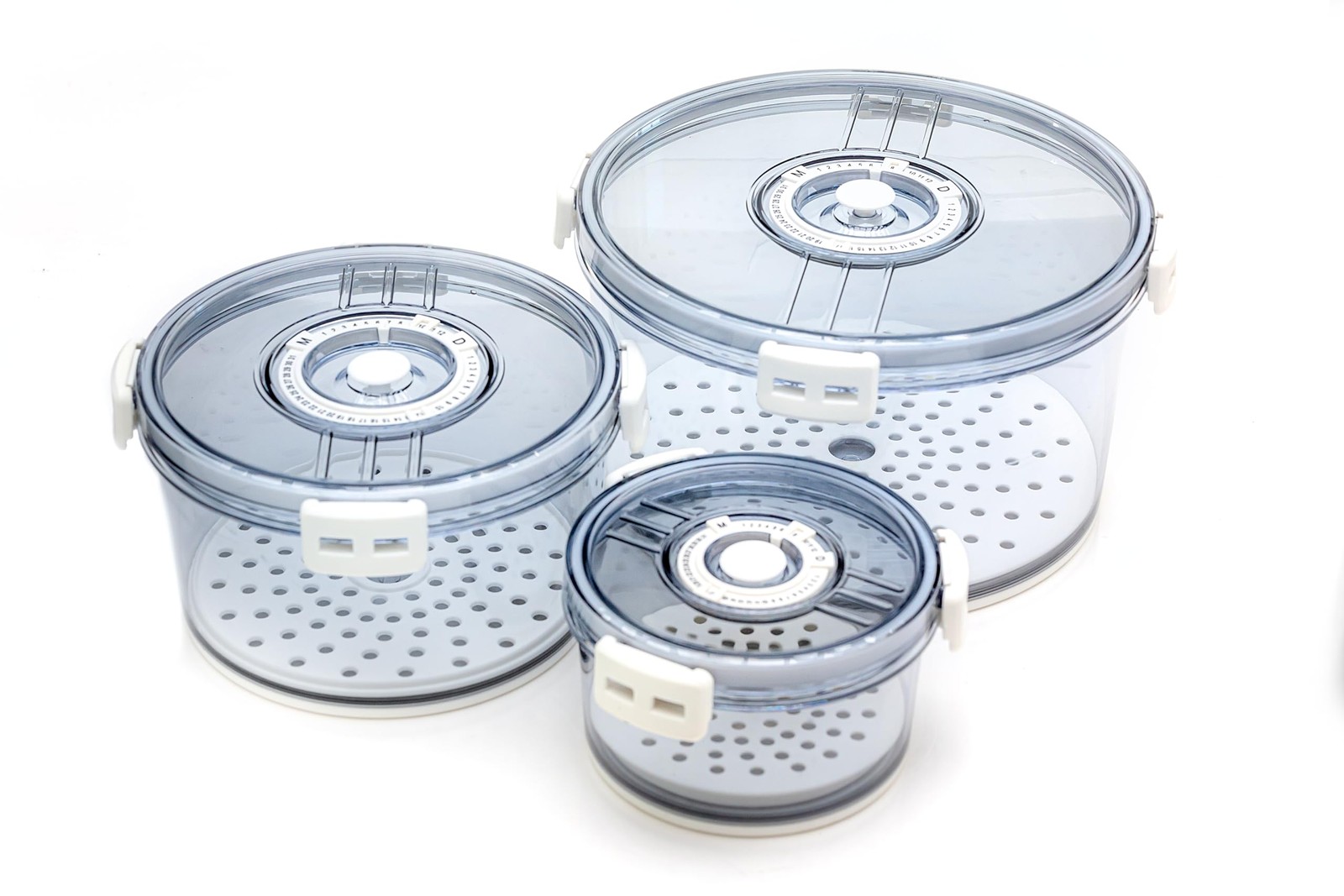 Lettuce Keeper for Refrigerator with Lids Lettuce Crisper 3-Piece Set Date Ch…