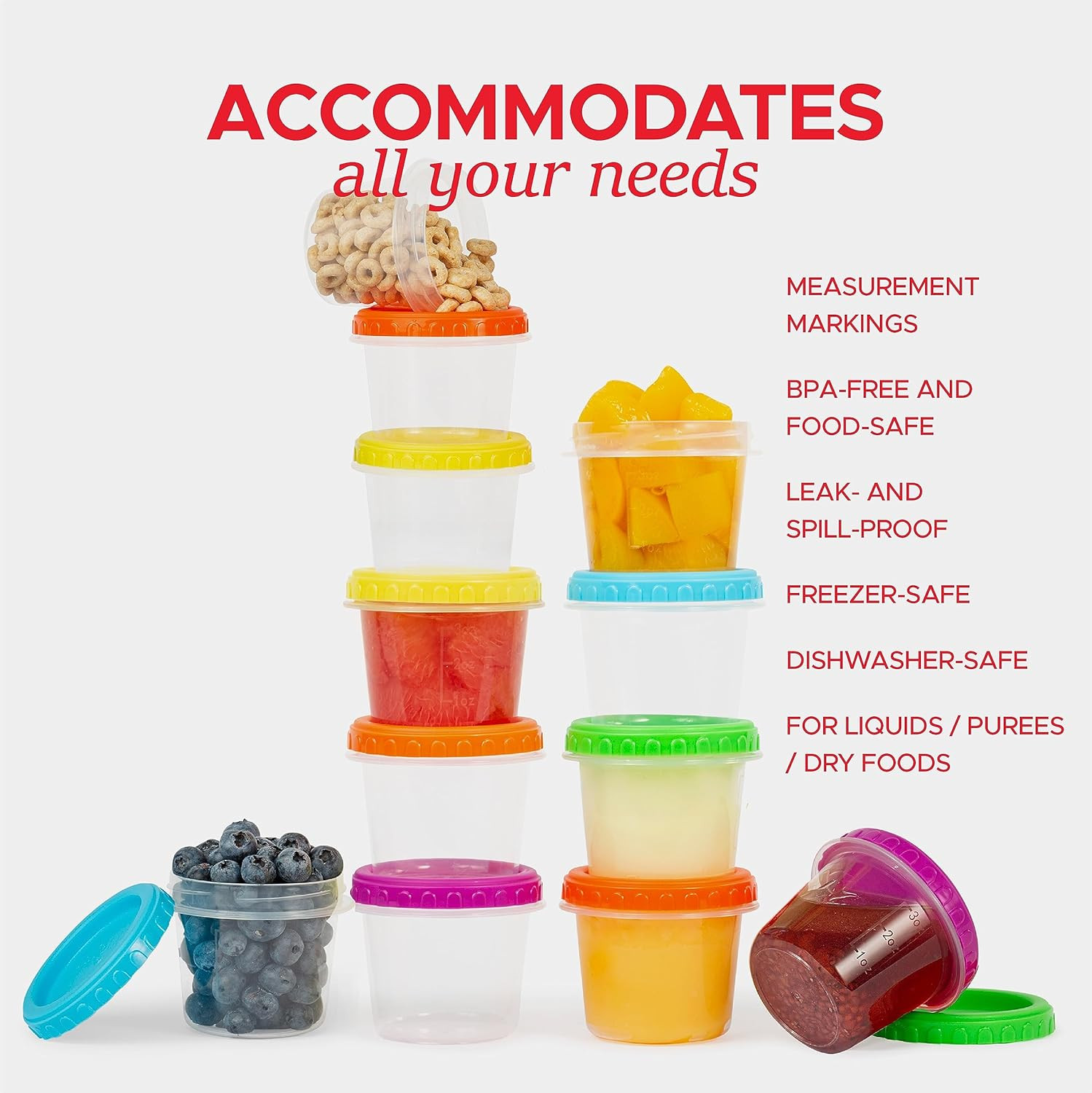 Small Lunch Containers [12 Pack] 4 Oz. with Lids | Snack for Condiment Puree, Sn