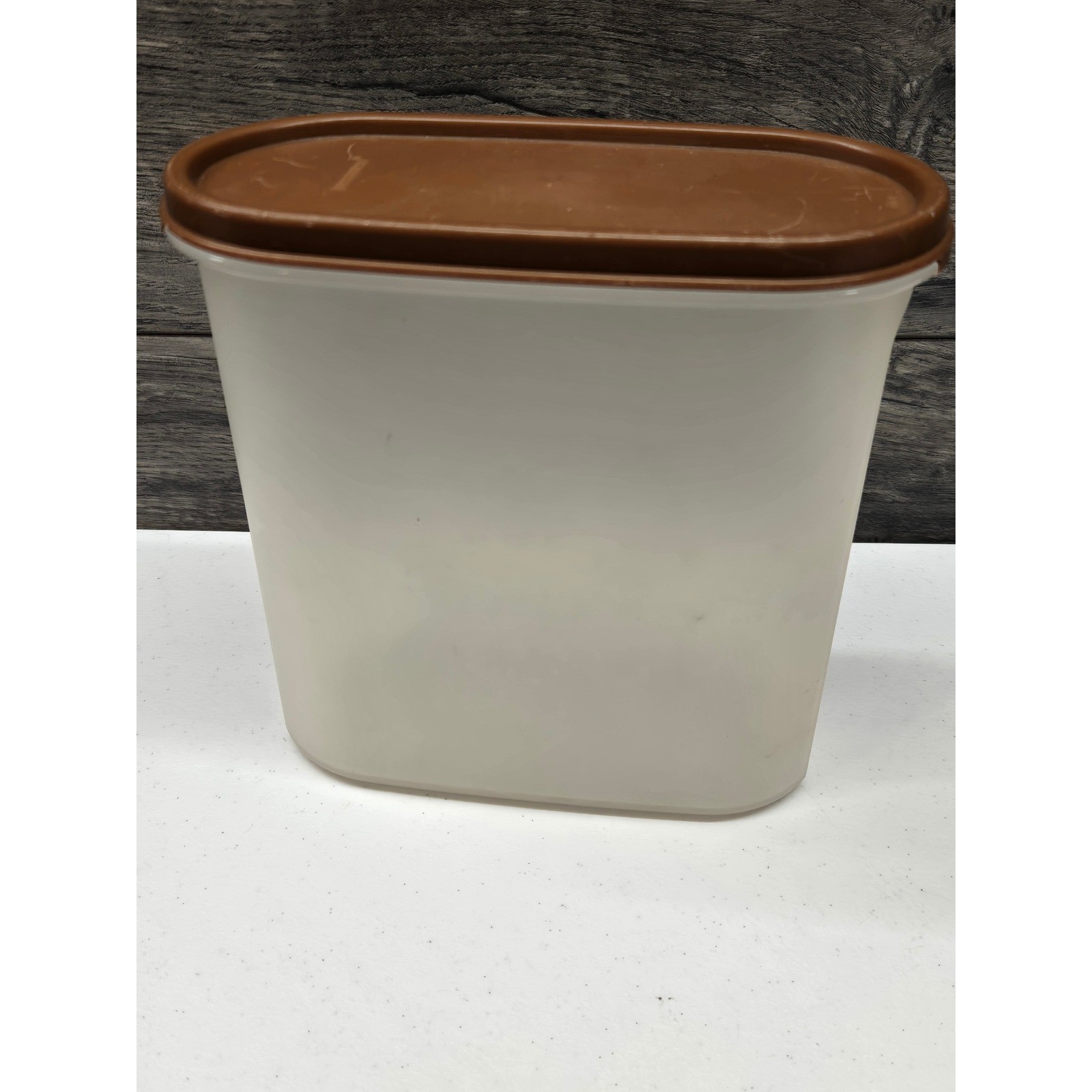Tupperware Modular Mates Oval 3 Container 1613-7 Brown Lid Frosted Clear Vintage