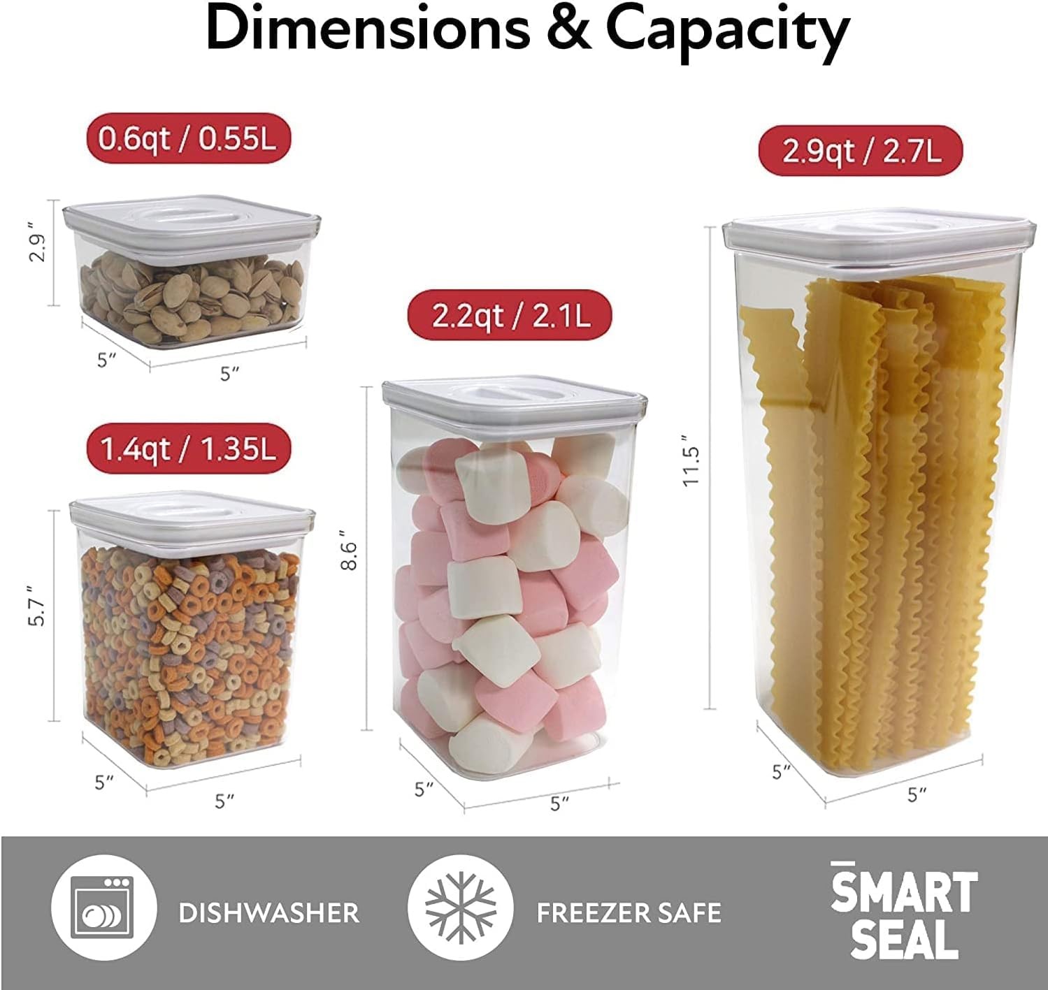 Neoflam Airtight Smart Seal Food Storage Container (Set 0.6QT (0.55L), White