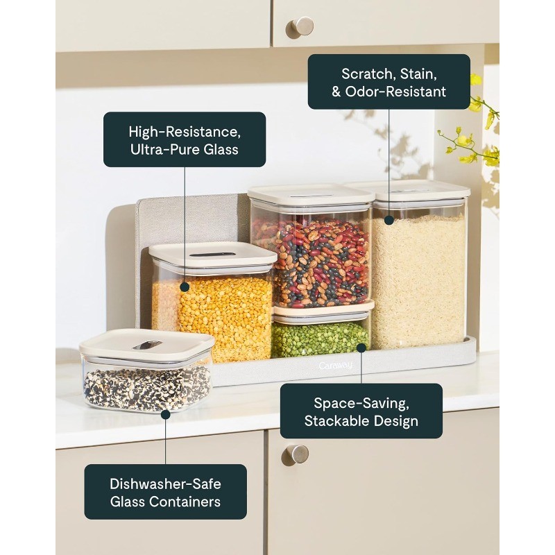 1qt Glass Airtight Food Storage Container Lid Non-Toxic BPA-Free Kitchen Storage