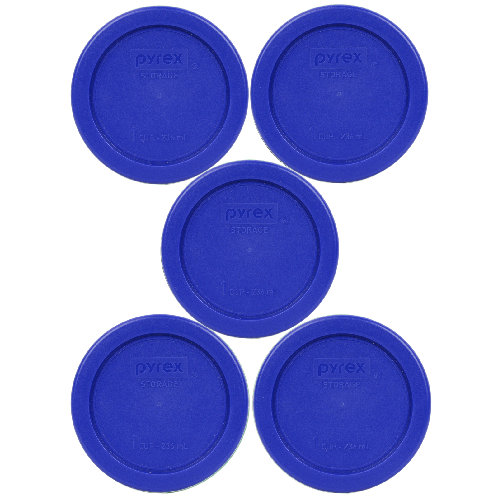 Pyrex 7202-PC Cadet Blue Plastic Food Storage Replacement Lid Cover (5-Pack)