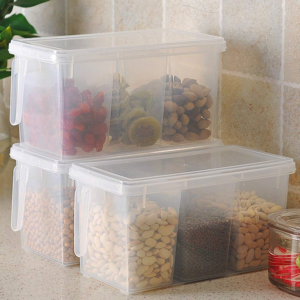 2Pack with 6 dividers, Set of 2 Organizers With Lid and 6 Removable Bins