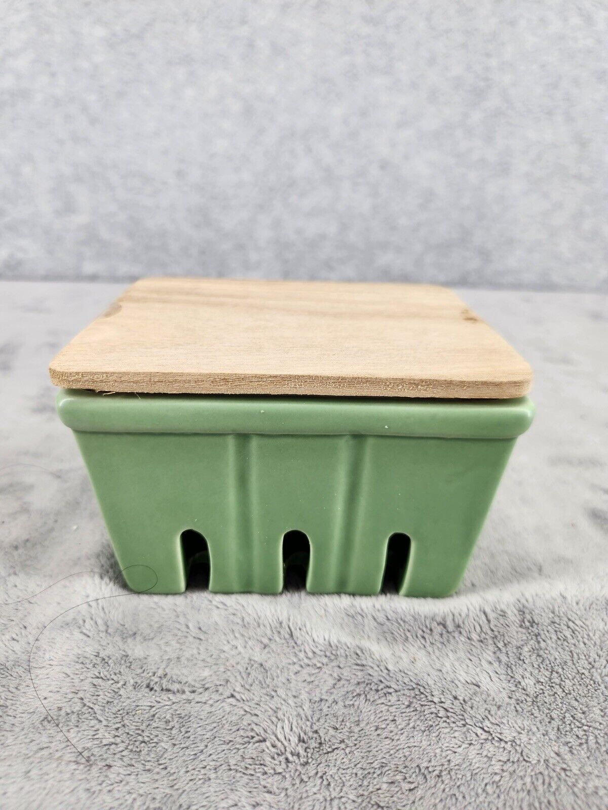 IQ Accessories Porcelain Food Storage With Wood Cover Sage Green 3x4x5