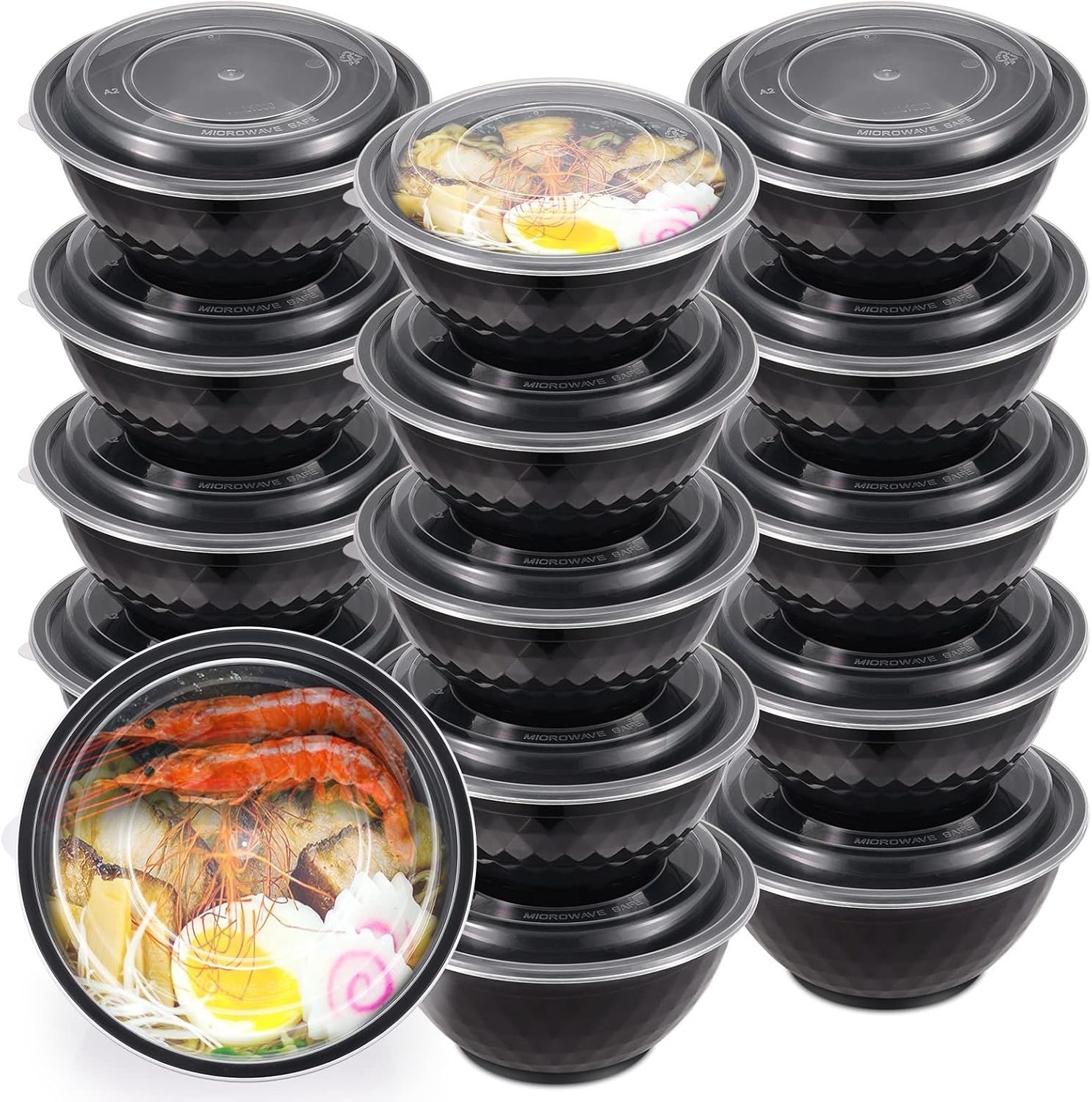 36oz Extra-Thick Meal Prep Bowls with Lids, Plastic Containers with Clear Cov…