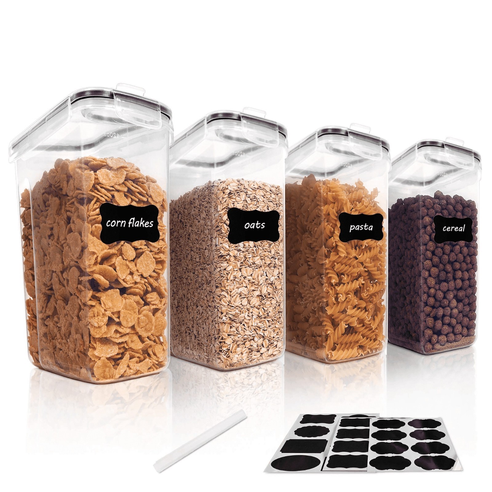 4Pc Sindcom Cereal Storage Containers Airtight 135.2oz Black FREESHIP