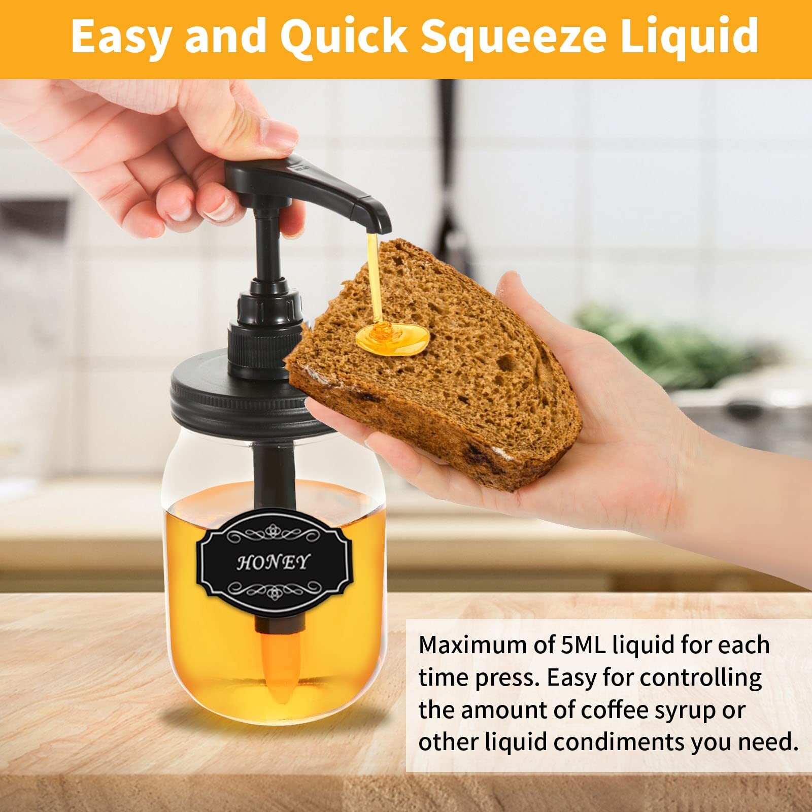 Mason Jar Syrup Dispenser Pump Lids for Regular Mouth Jar Coffee Syrup Dispenser