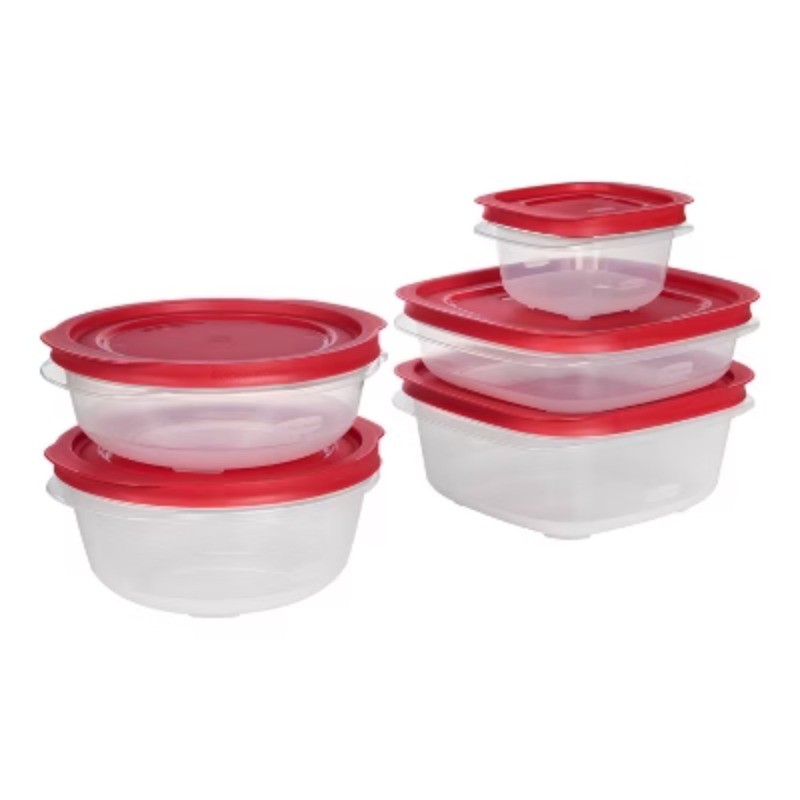10pc Easy Store Square and Round Food Storage Container Set Red