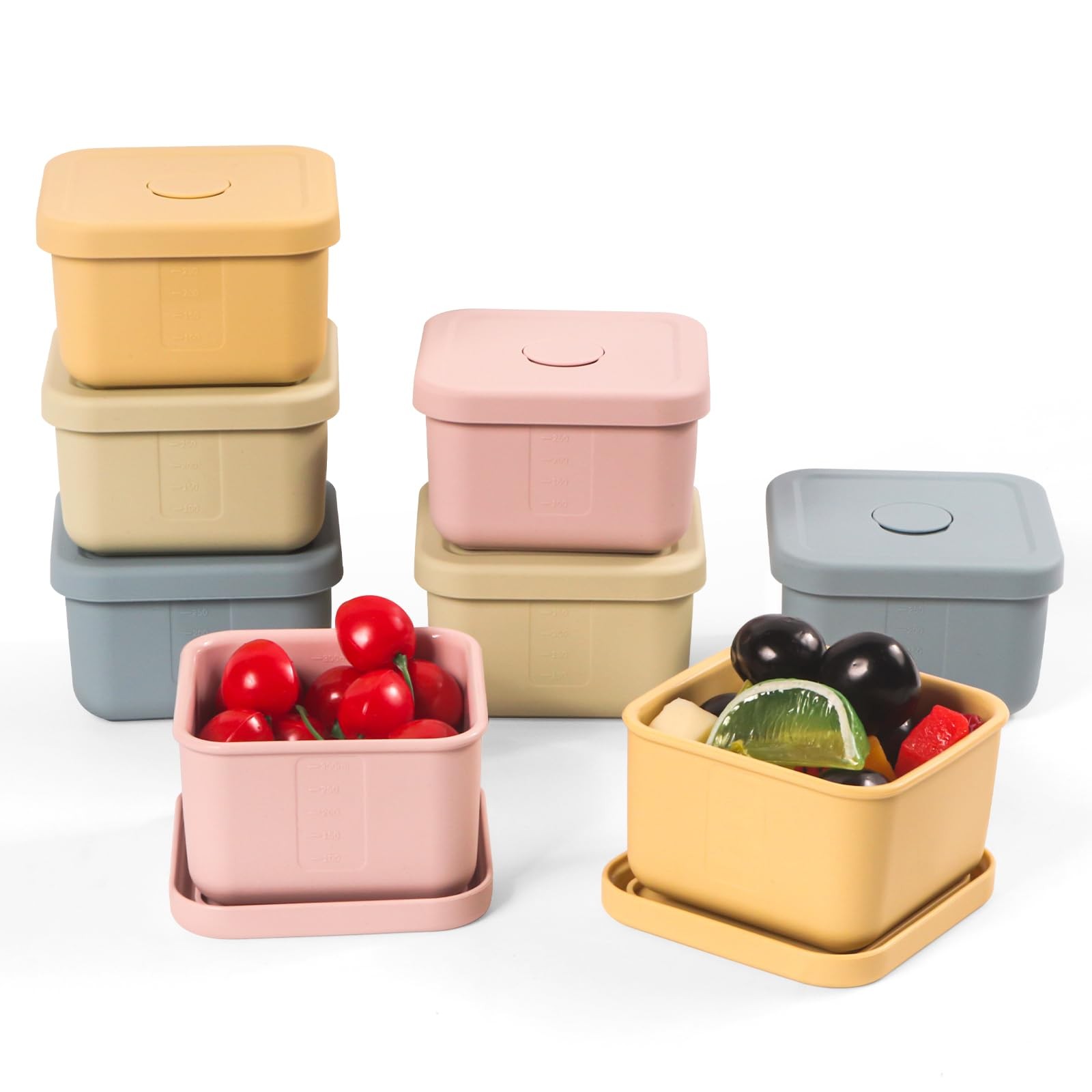 AOEDEO 8 pcs 10 oz Silicone Snack Containers with Lids Silicone Food Storage …