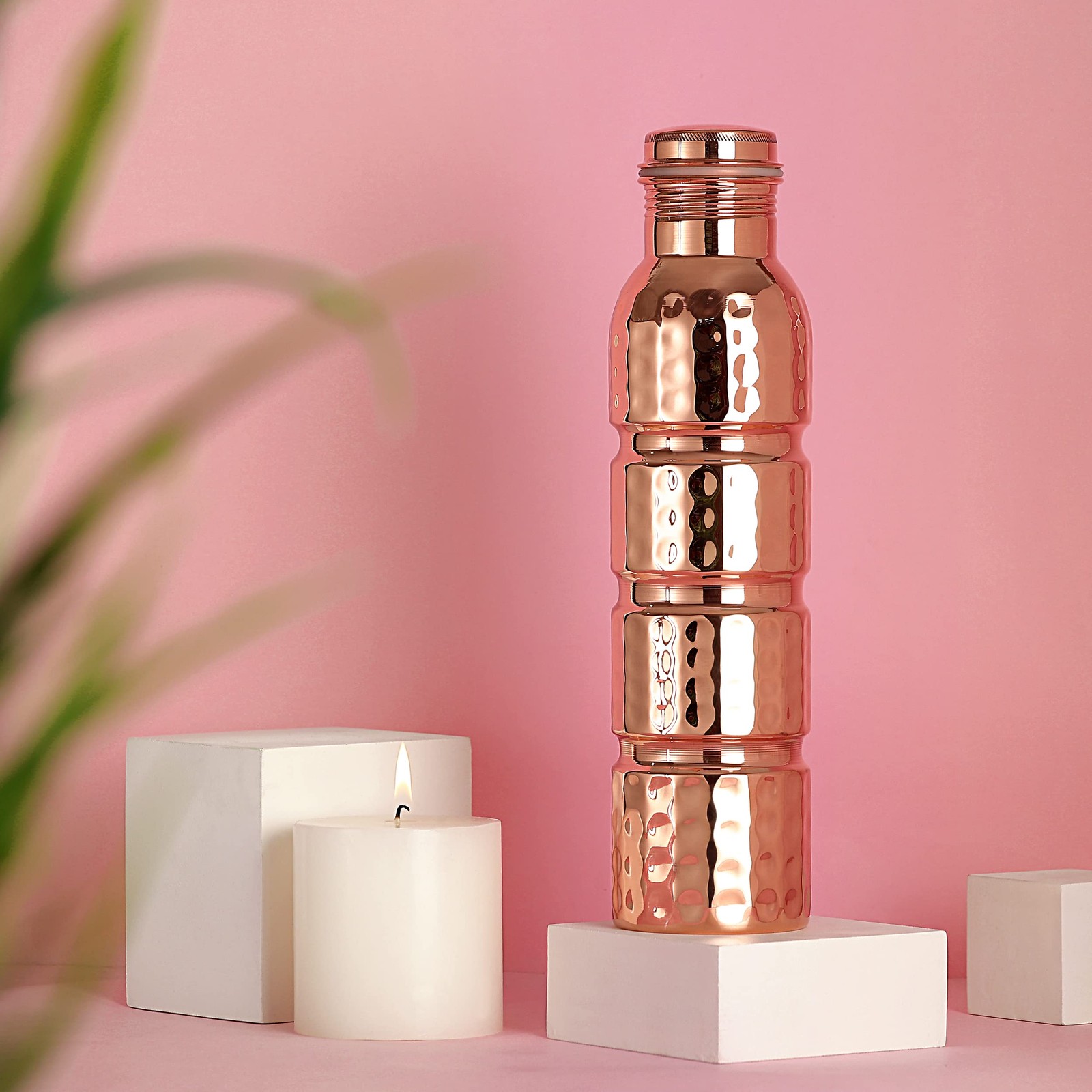 Healthgoodsin Pure Copper Water Bottle Hammered Seamless Unlined Uncoated And
