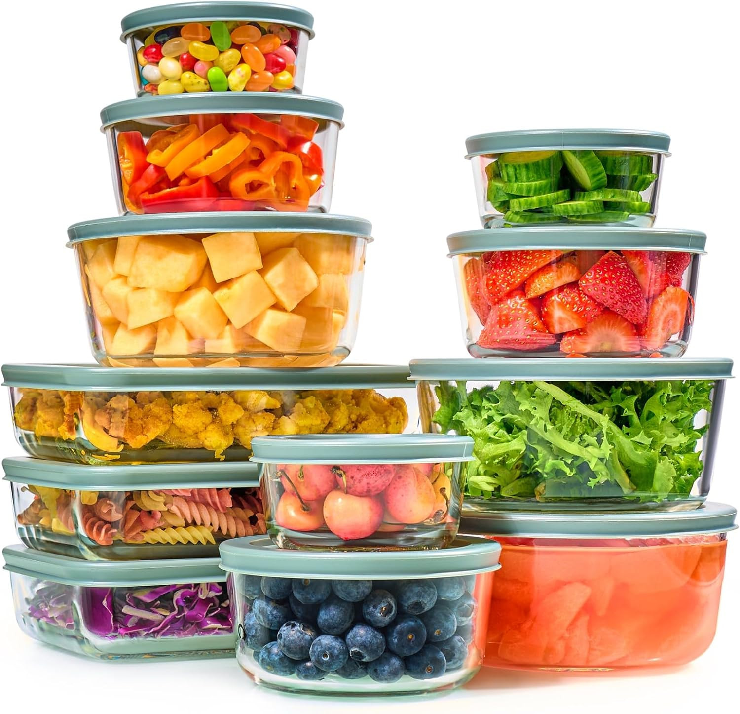 24Pc Set Glass Food Storage Containers & Bowls with Airtight Lids – Leakproof Bp