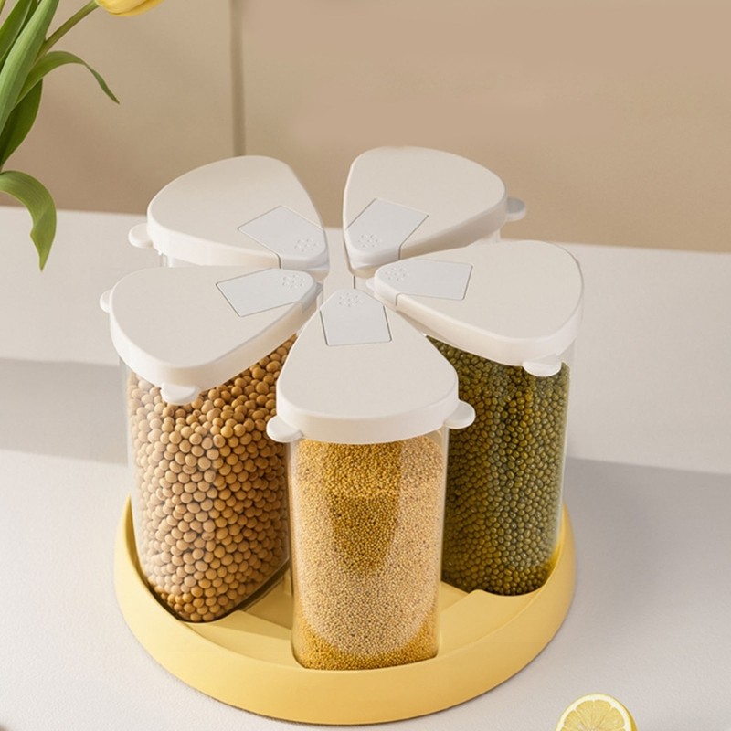 Clear Multiple Compartment Storage Bin With 360 Degree Rotation Mechanism