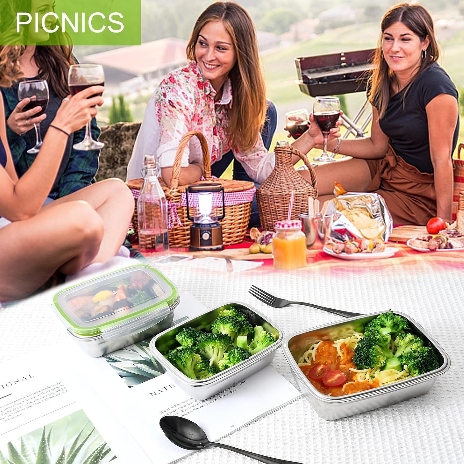 Stainless Steel Food Storage Containers, Leak Proof & Airtight Lids, Set of 9