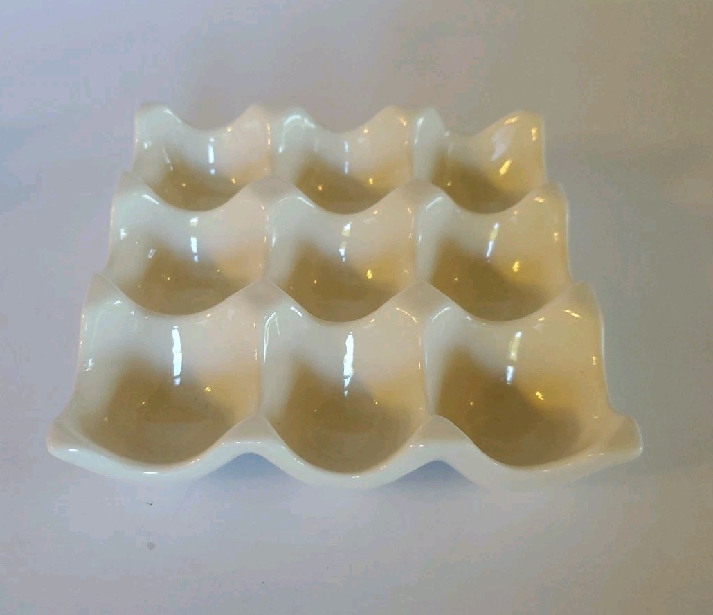 Ceramic Egg Tray 12 + 9 Egg Holder Container for Refrigerator Fridge (White)
