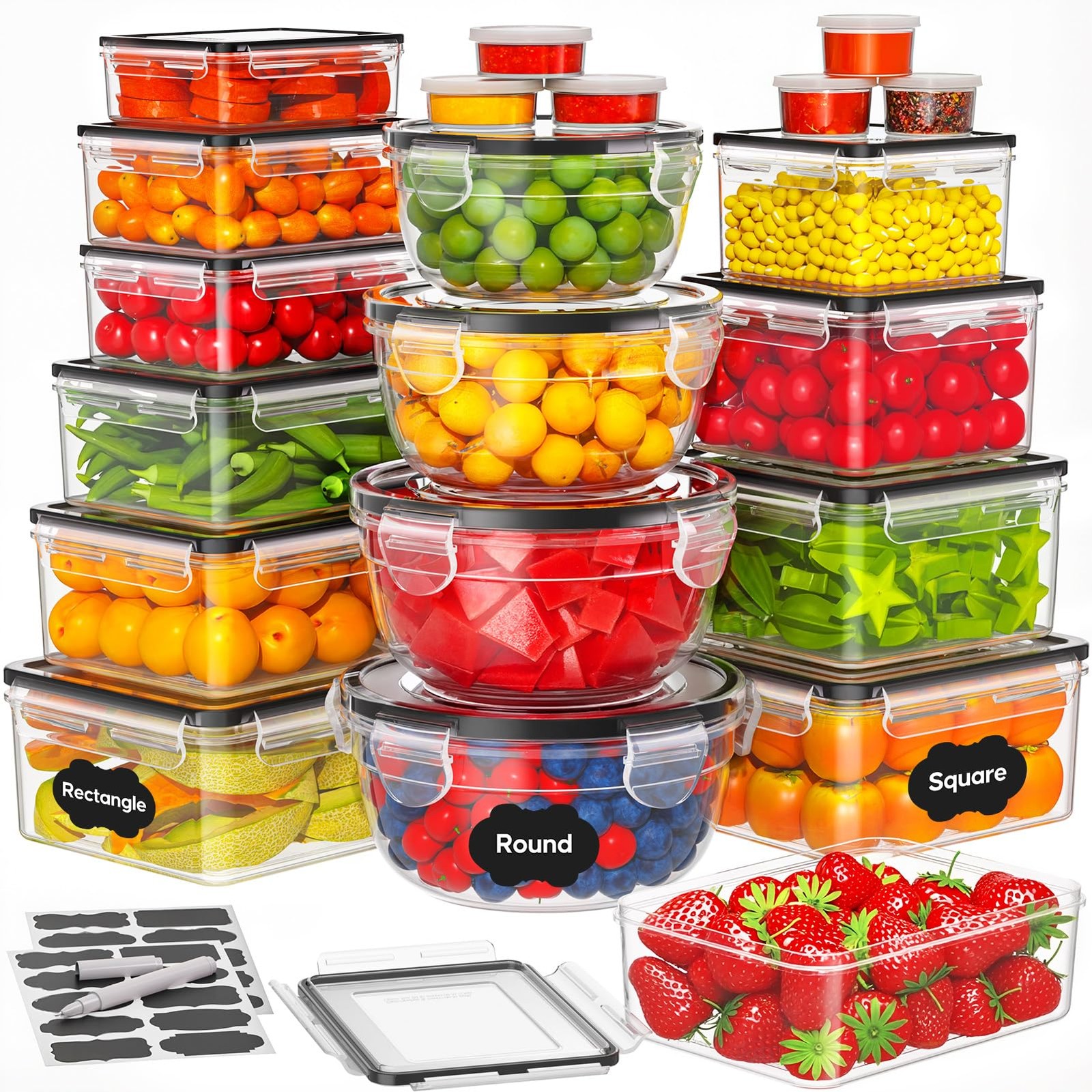 42 PCS Food Storage Containers with Lids (21 Containers & 21 Lids) – Reusable…